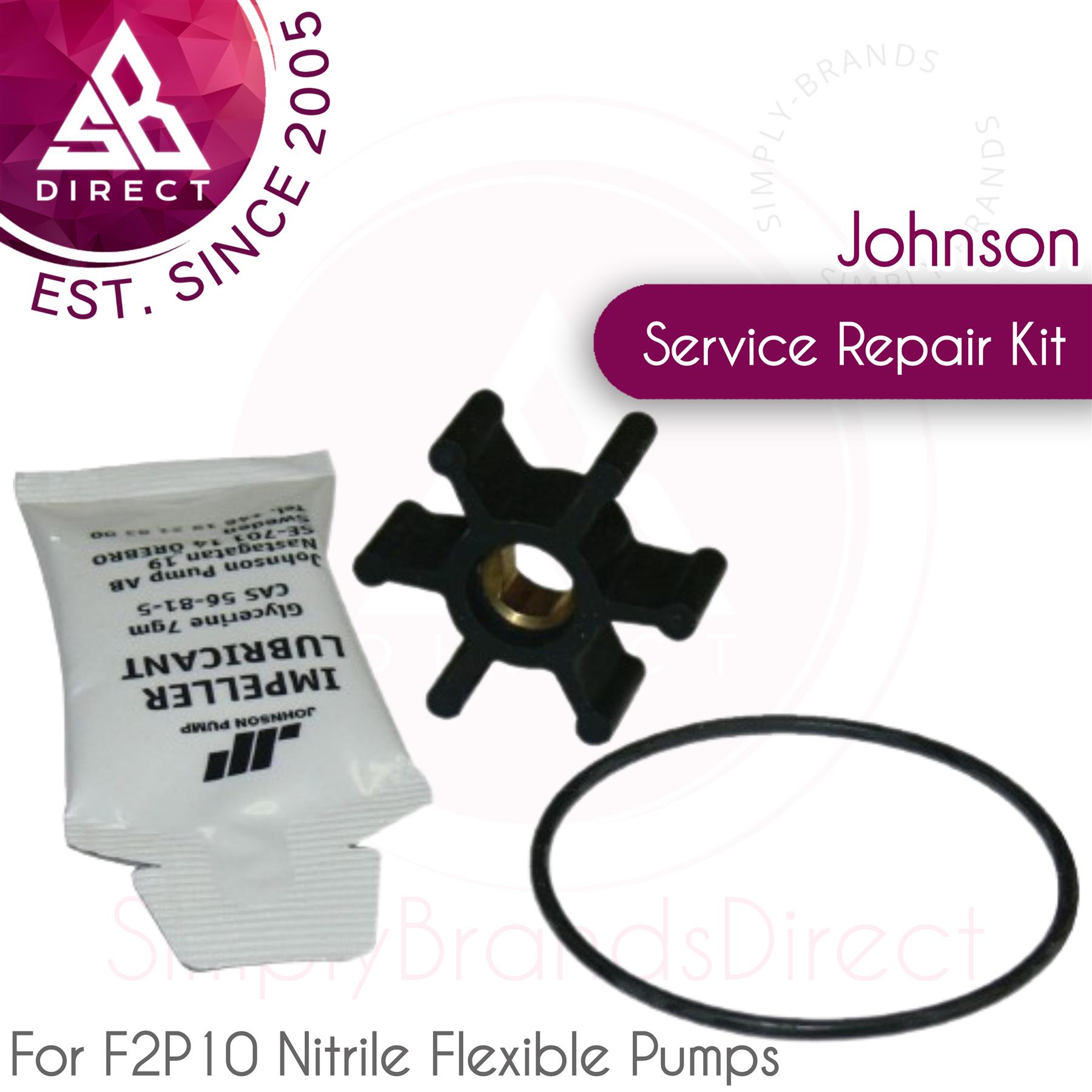Johnson 09-1077B-9 Impeller Service Repair Kit│For F2P10 Nitrile Flexible Pumps