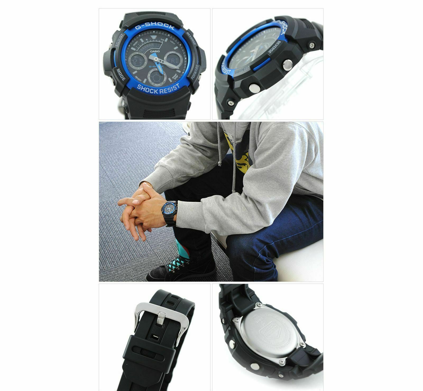 Casio Aw 591 2aer G Shock Combination Sports Wrist Watch Blue Band Shock Resist Ebay