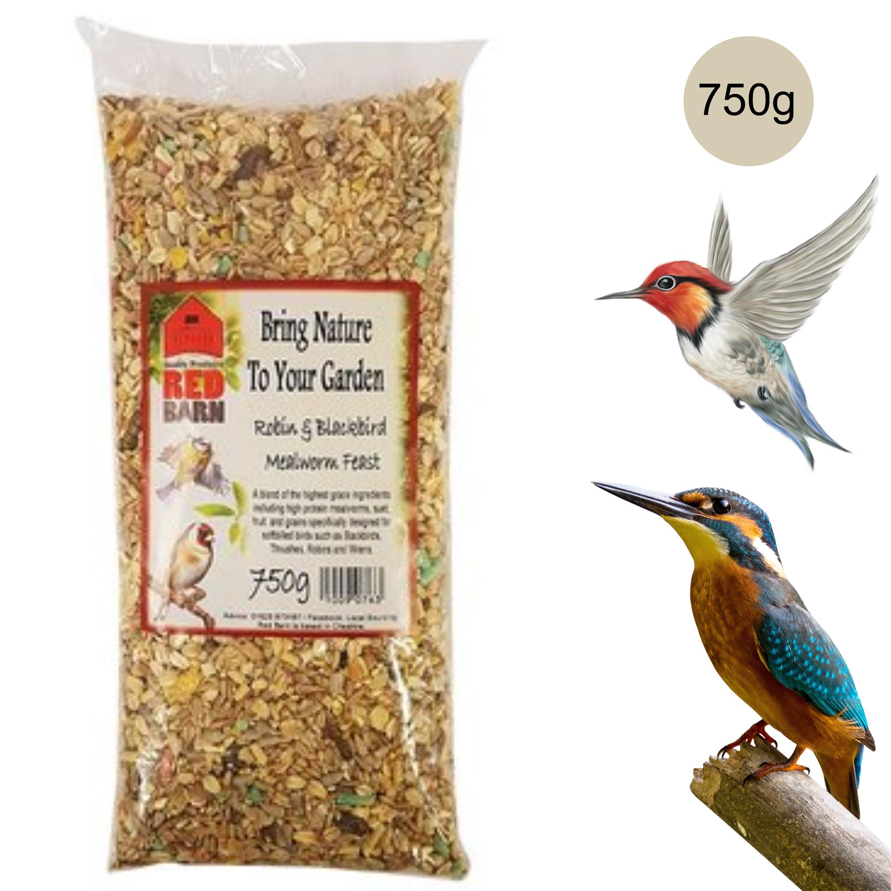 Red Barn Premium Wild Bird Robin & Blackbird Giant Mealworm Feast Seed│750g