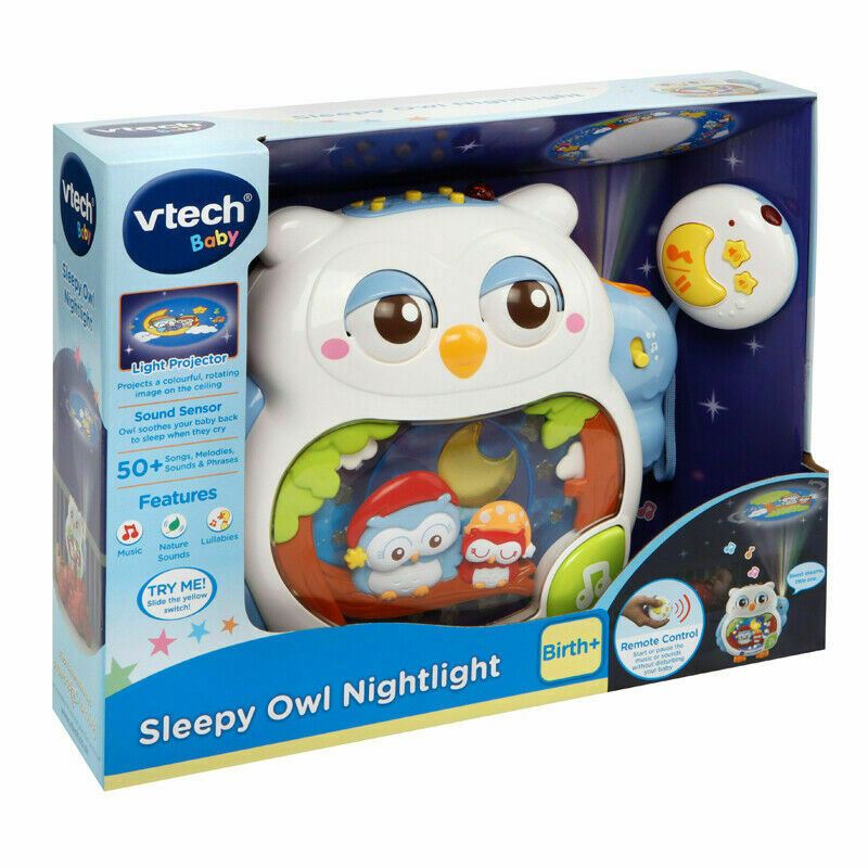 VTech Sleepy Owl Soothing Nightlight For Baby│Lullaby Mode + Remote