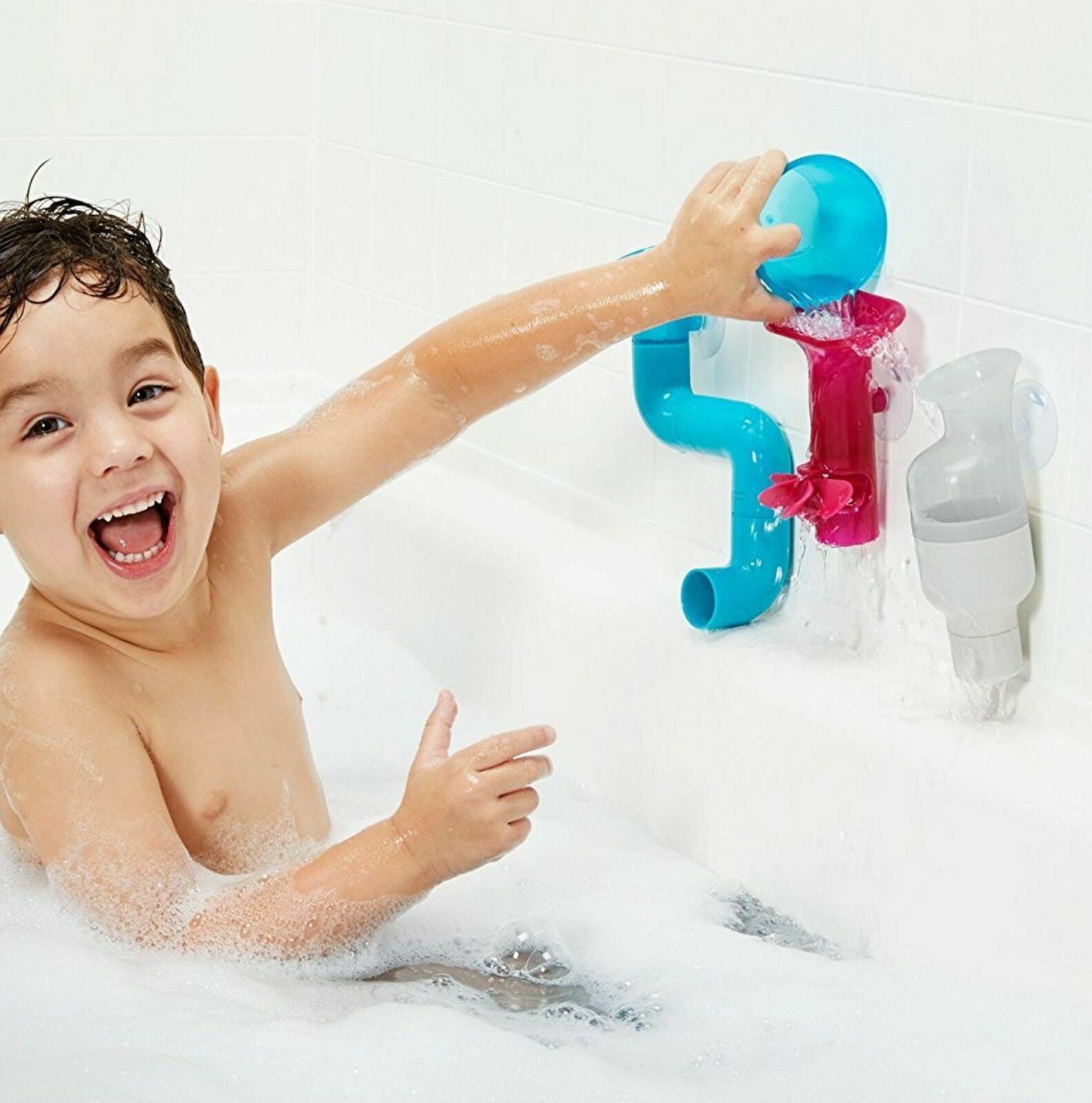 BOON TUBES Water Pipe Bath Toy¦Kid's Funny bath Activity Kit¦BPA Free