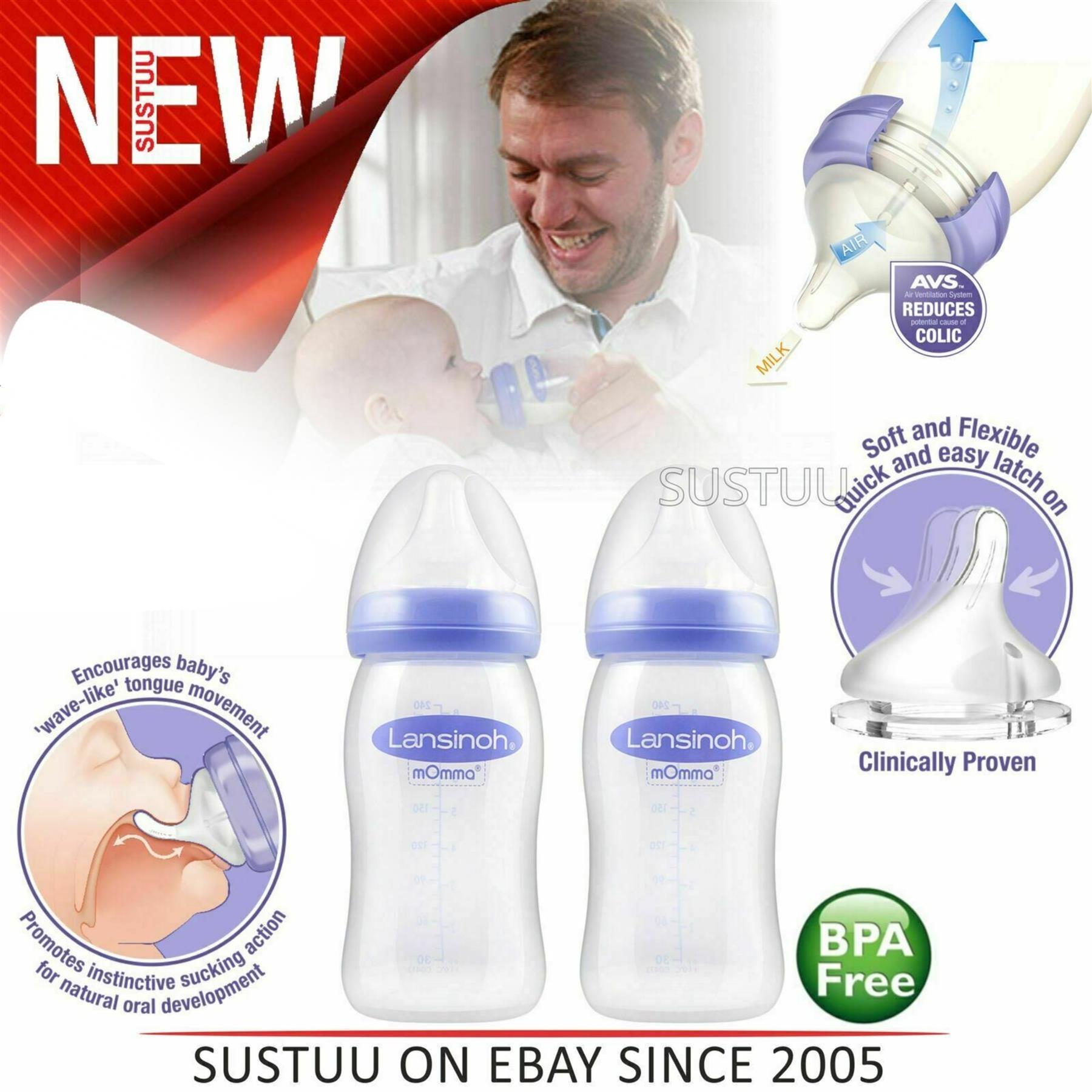 Lansinoh Feeding Bottle With Naturalwave Teat 240ml 2 Pack
