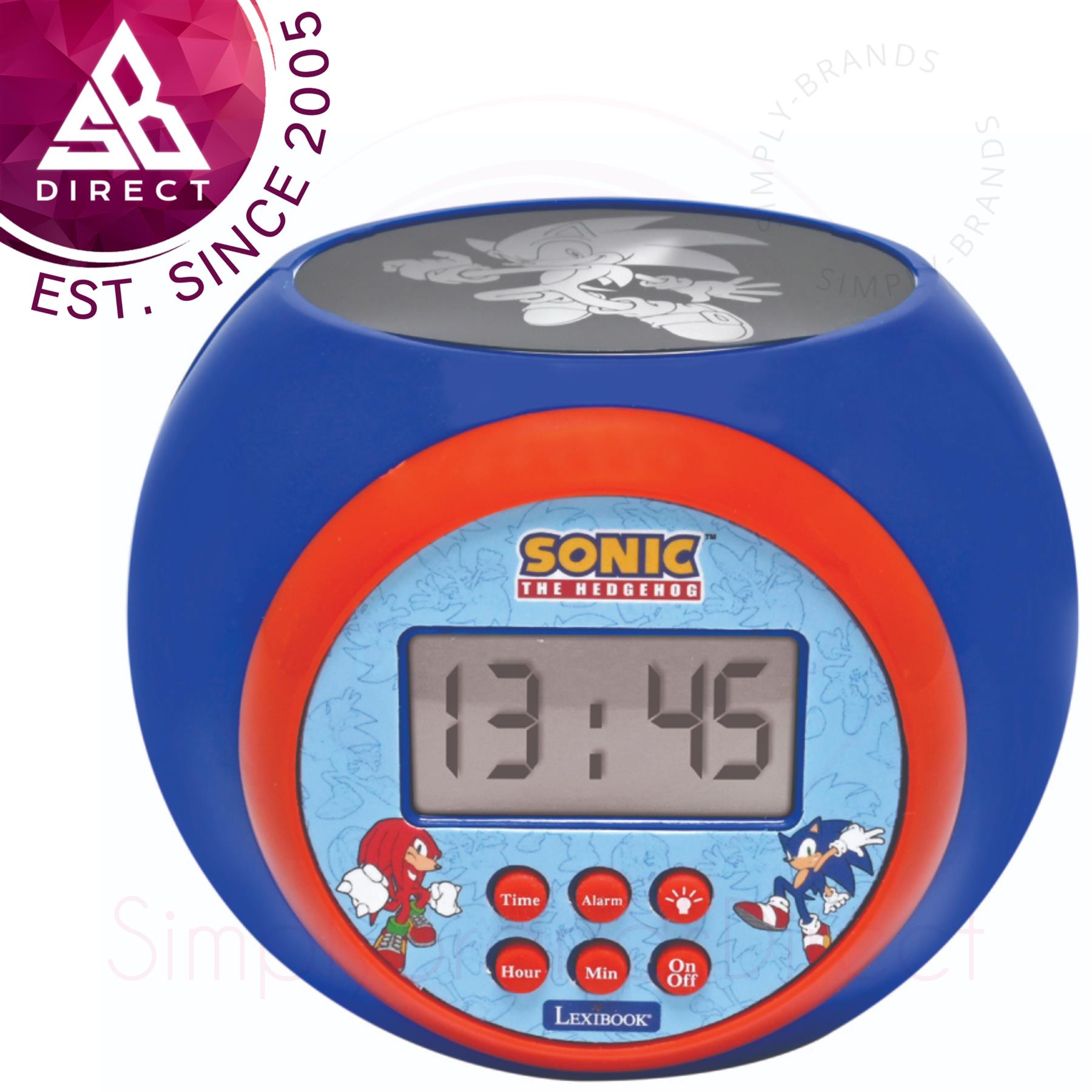 Lexibook Sonic Childrens Projector Alarm Clock with Timer