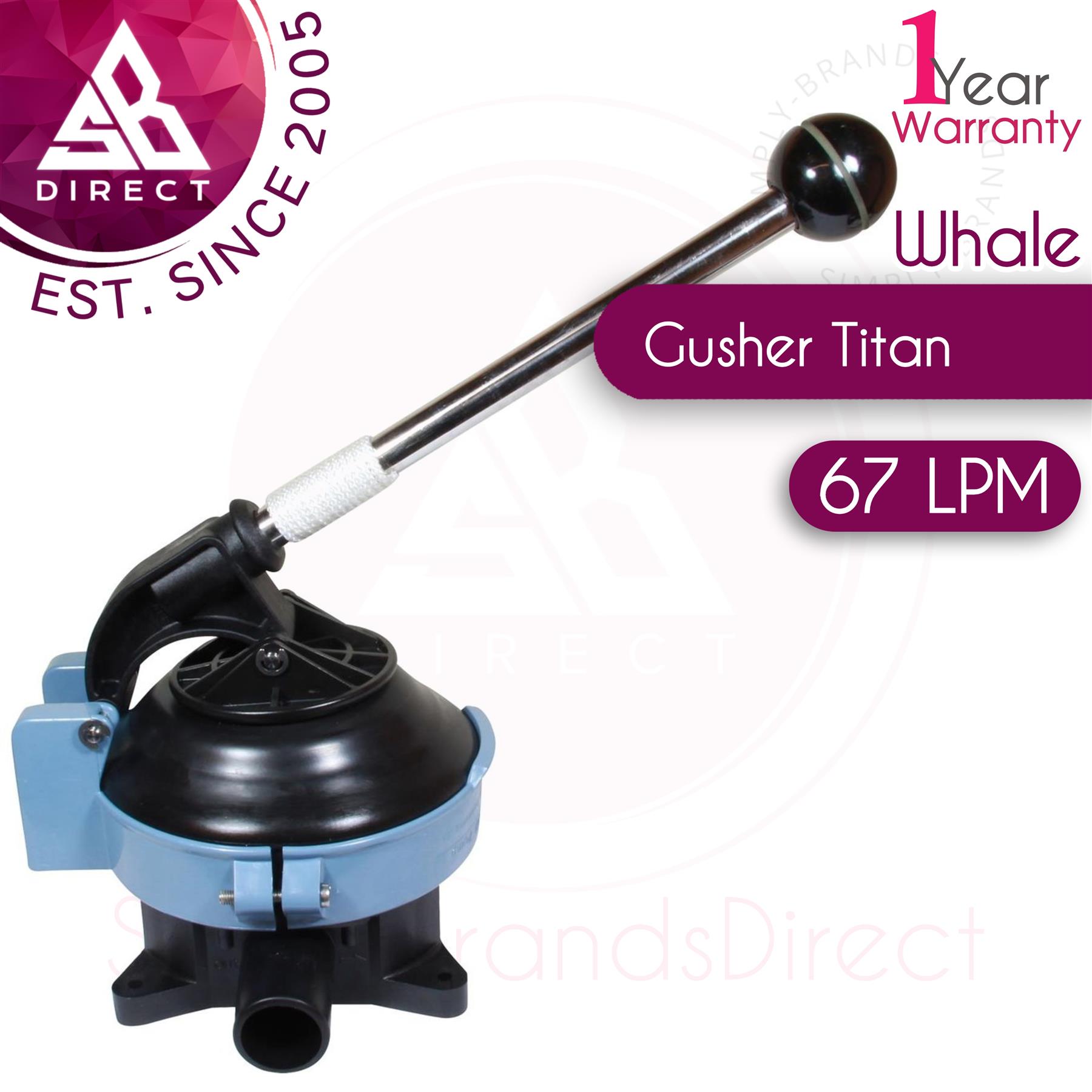 Whale Gusher Titan Standard Manual Boat Marine Bilge Pump On Deck│105 LPM│BP4402