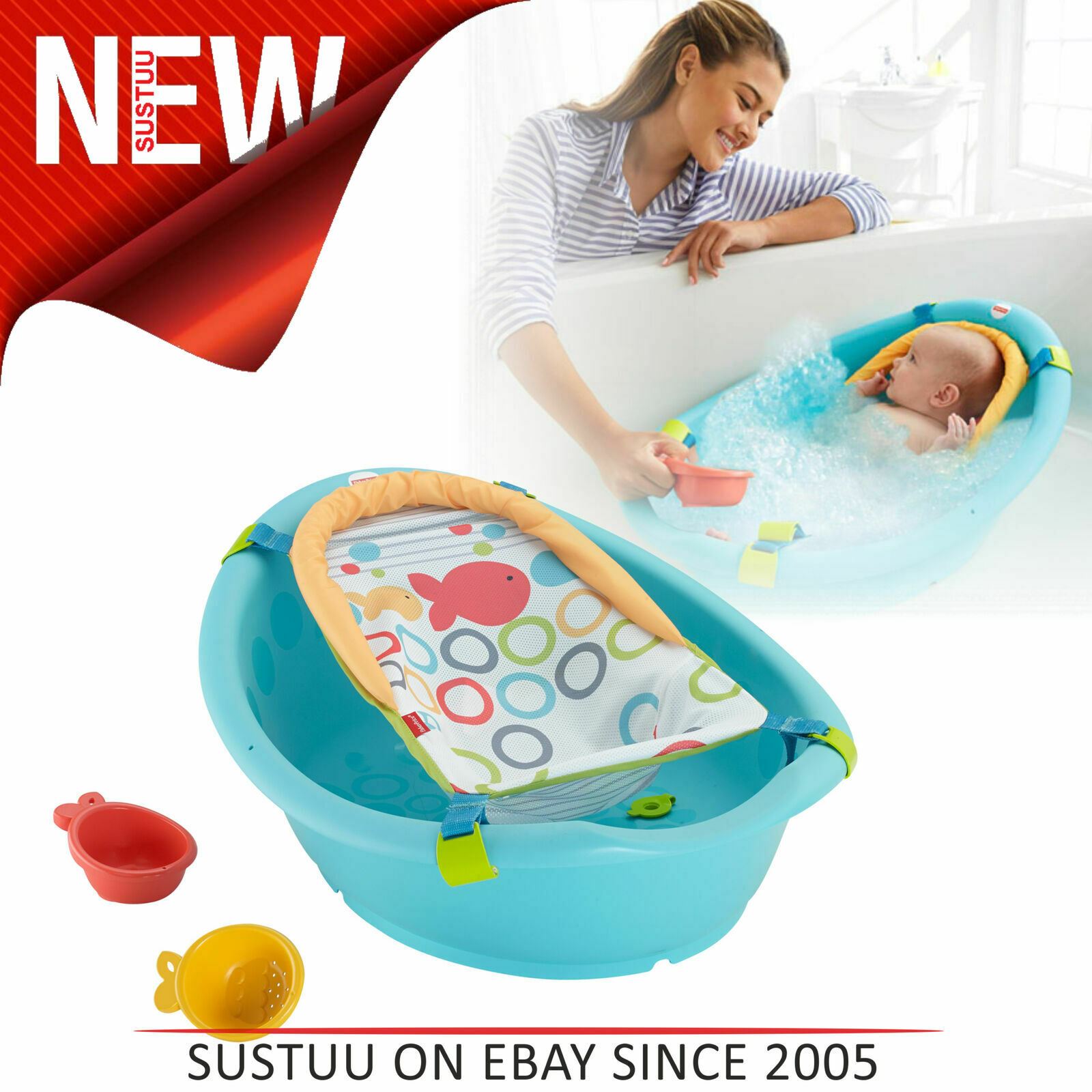 FisherPrice Rinse 'N Grow Baby/Toddler Bath Tub¦X2 Goldfish Bath Toys
