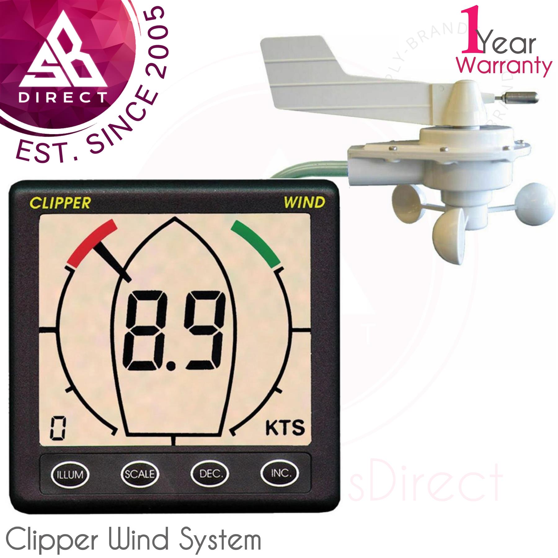 NASA Marine Clipper Wind System V2 - 12vDC With Masthead & 20m Cable│Boats Use