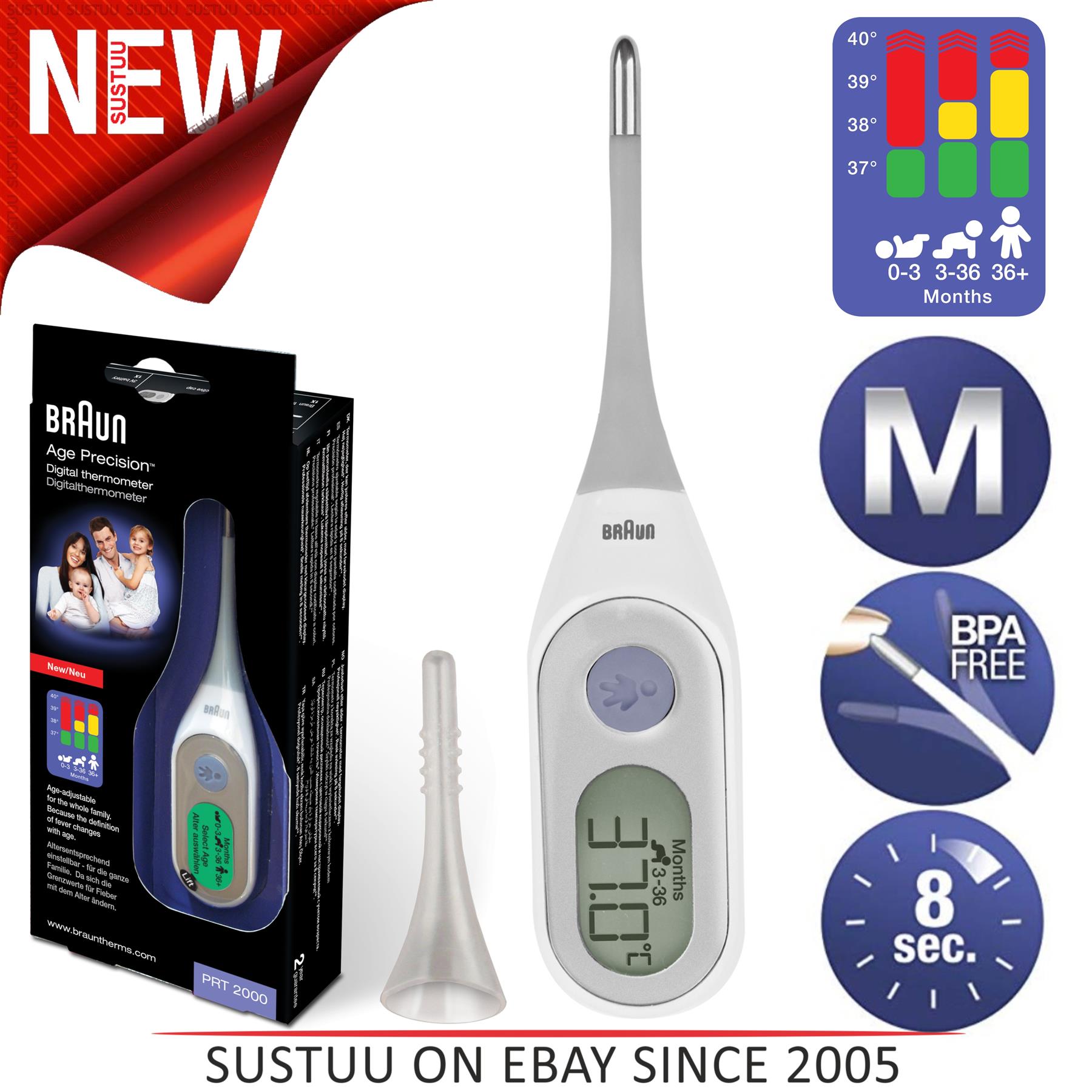 Braun Age Precision Digital StickBody Fever Temperature HealthLCD