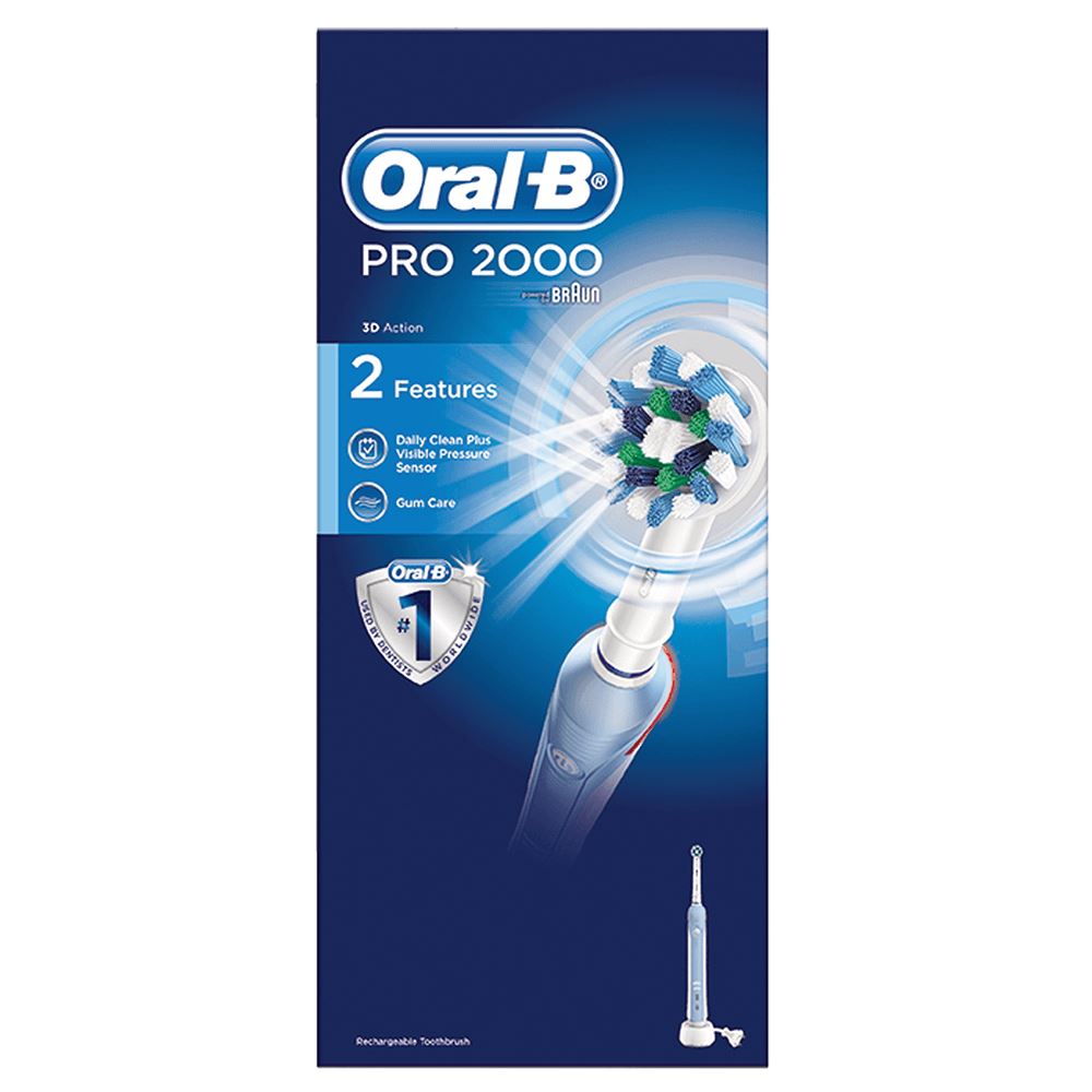 OralB Pro 2000 CrossAction Rechargeable Electric Toothbrush│Pressure