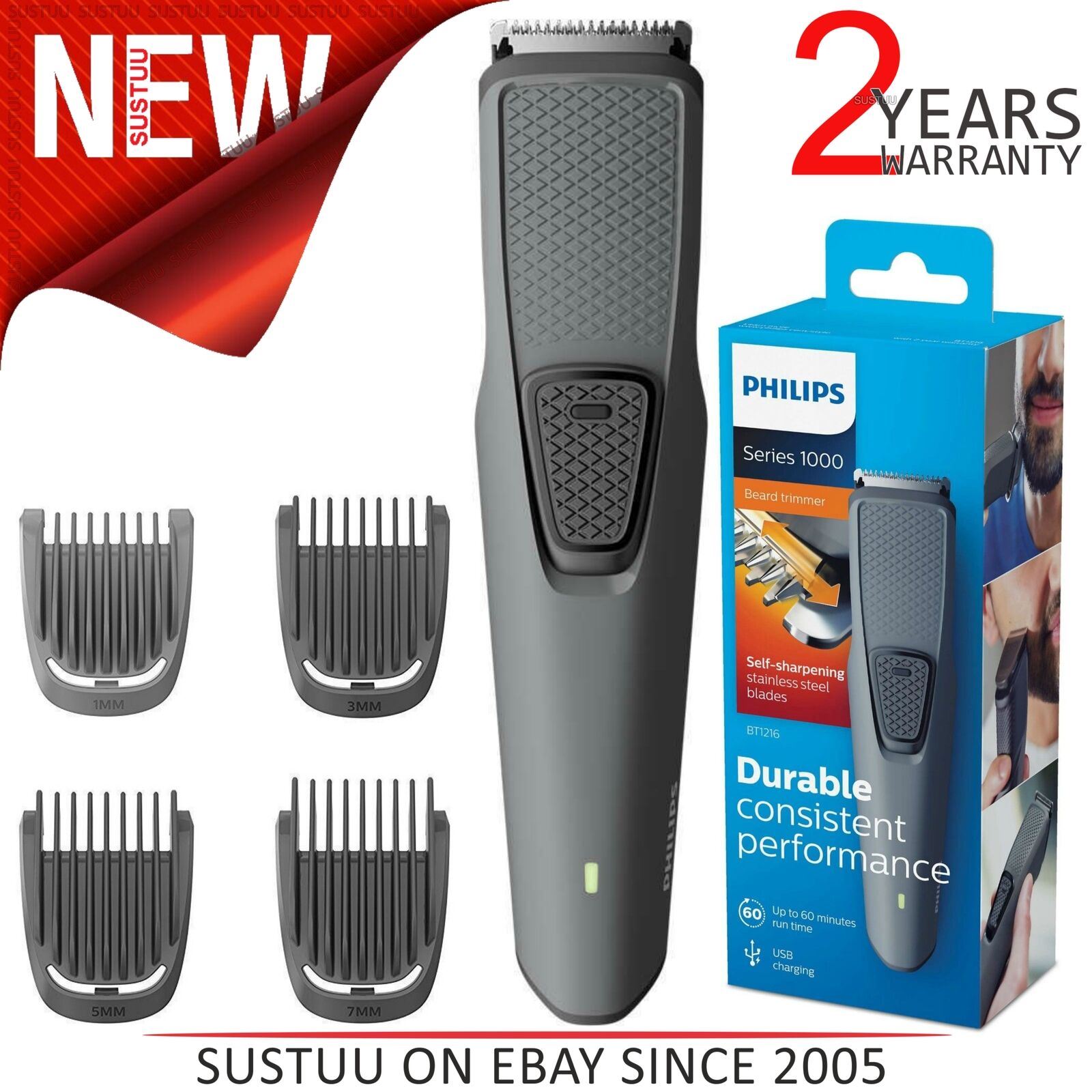 Philips Series 1000 Beard Stubble Trimmer Self Sharpening Blades Bt1216 15 Ebay
