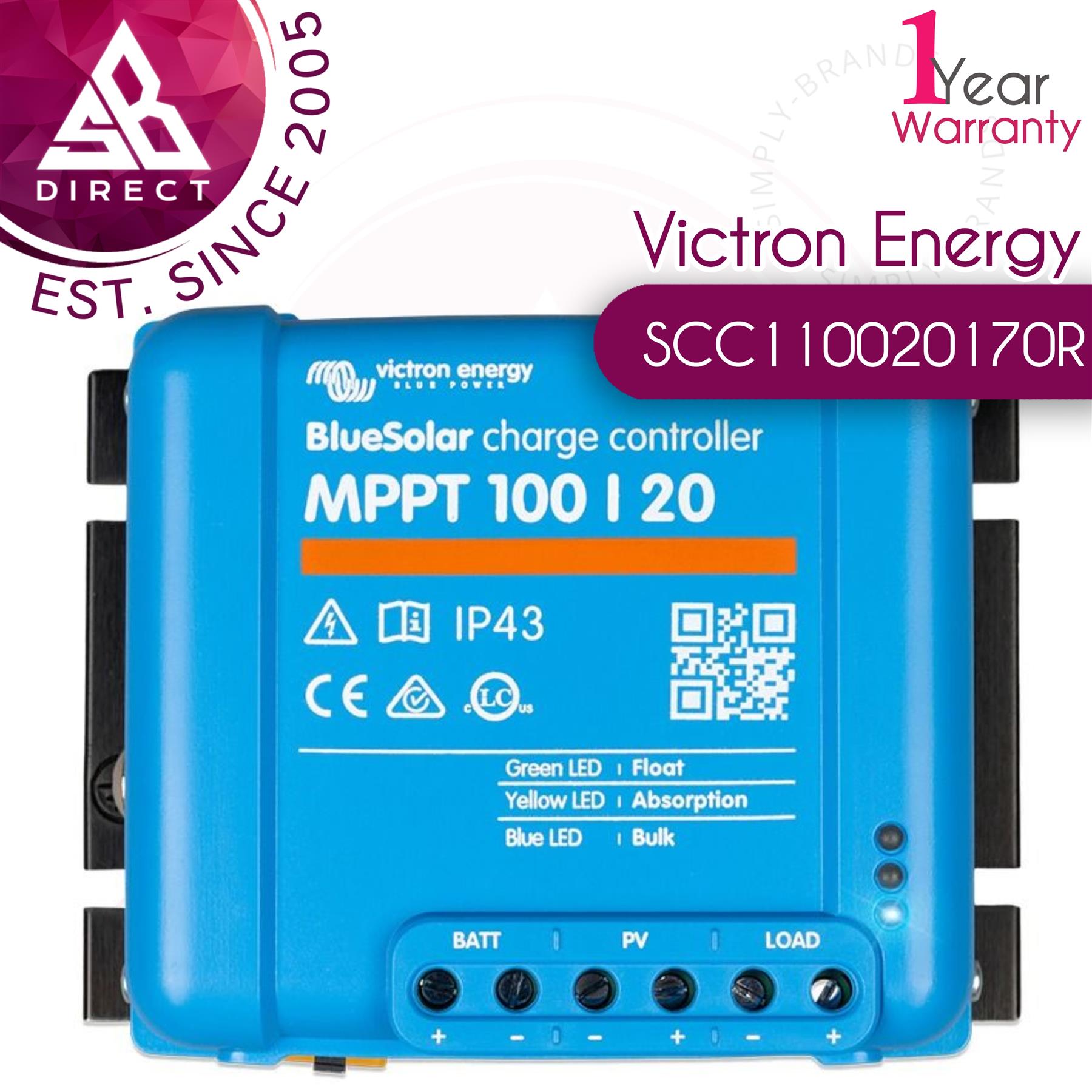 Victron Energy BlueSolar MPPT 100-20 Laderegler│12- 24- 48V│SCC110020170R