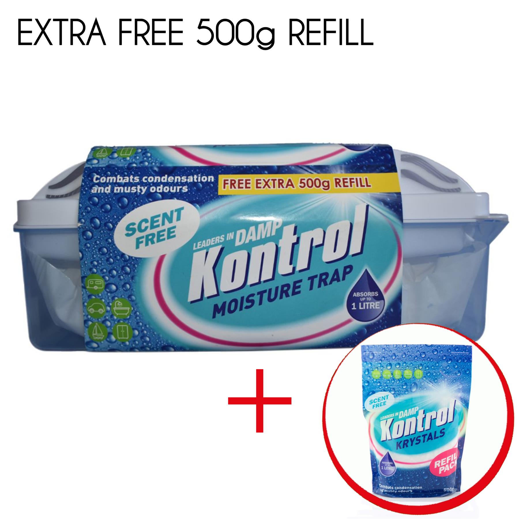 Kontrol Streamline Moisture Absorber Trap Dehumidifier 1L + Extra 500g Refill
