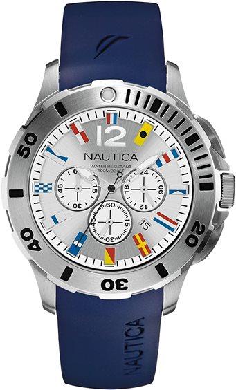 Nautica A18640G Quartz Chronograph Men's Watch Gray Dial Blue Rubber Strap