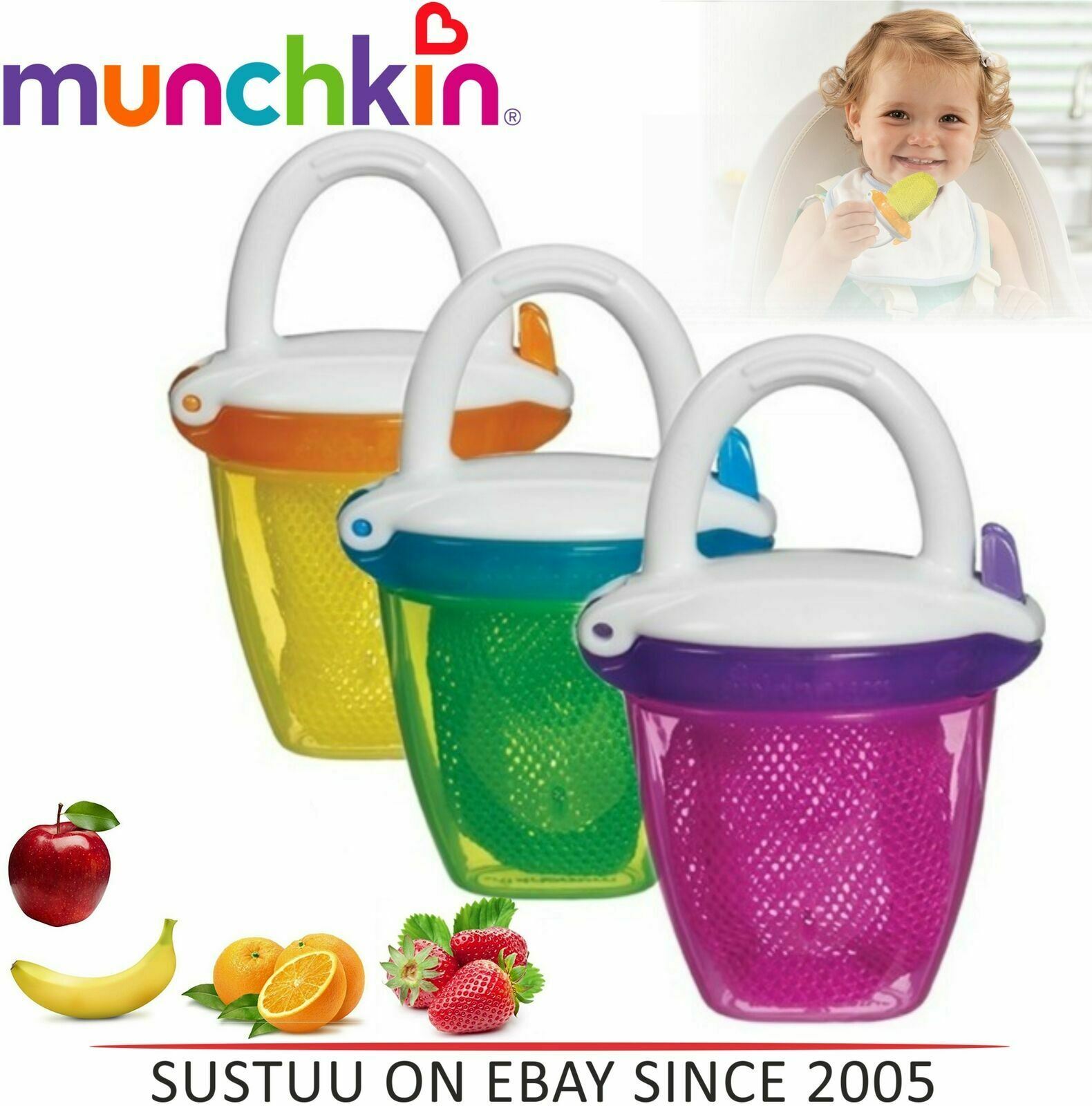 Munchkin Safe Easy Deluxe Baby Fresh Food Travel Feeder With Cap