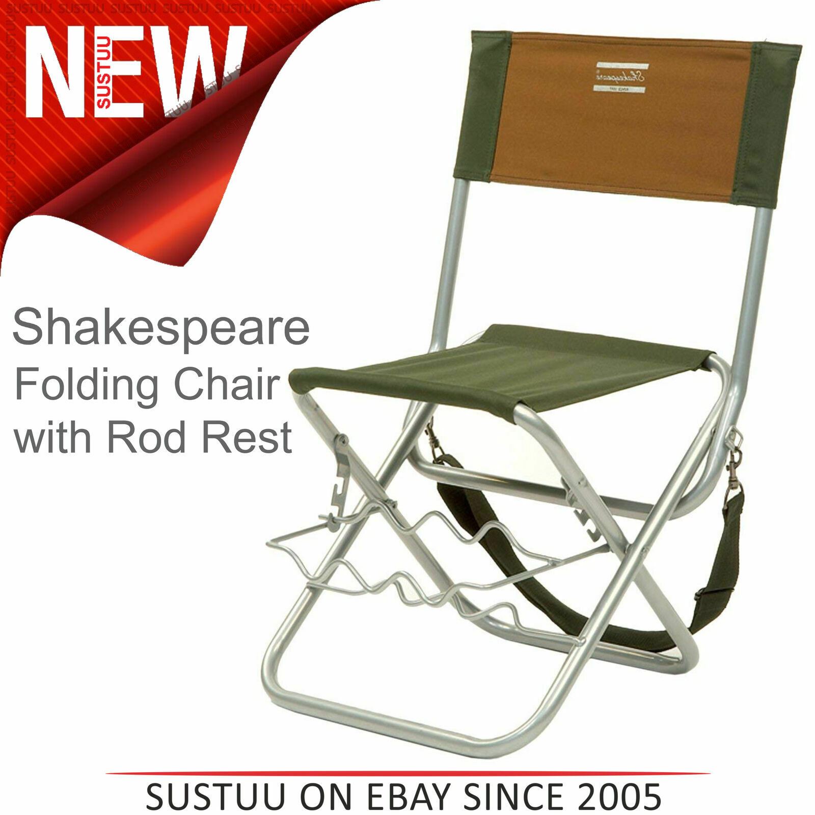 Shakespeare Folding Chair With Rod Rest│For Fishing/ Hiking│Cap.100 kg