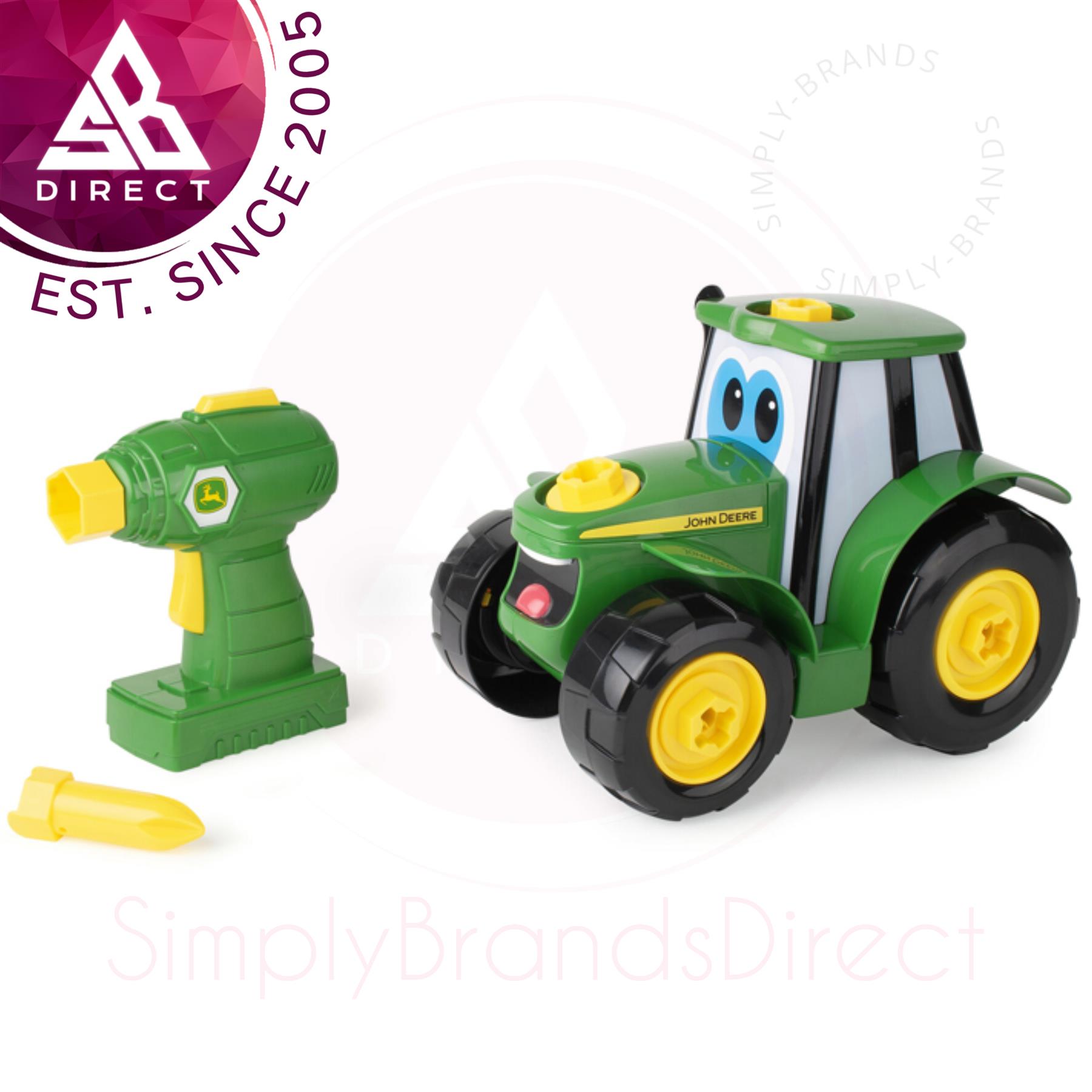 Tomy John Deere Build A Johnny Tractor Toy with Drill│16 Piece│For 18m+ Kids