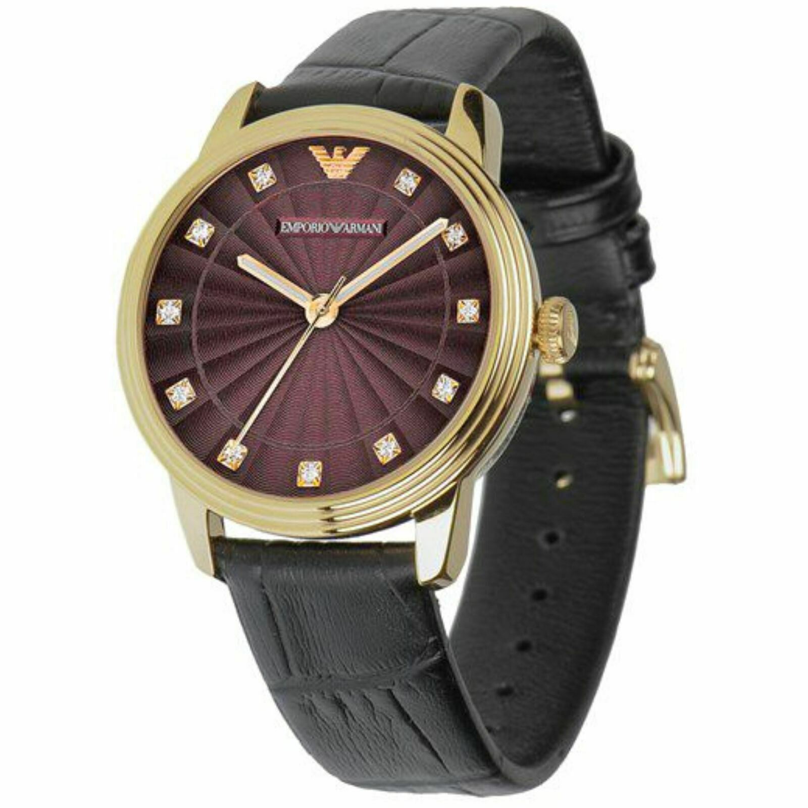 Armani ladies leather strap watch Clearance