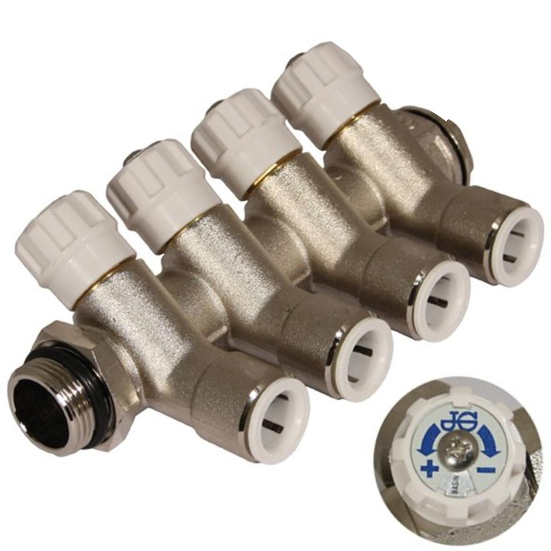 JG Speedfit Brass Manifold 4 Port 3/4inch x 15mm - Hot/Cold - White