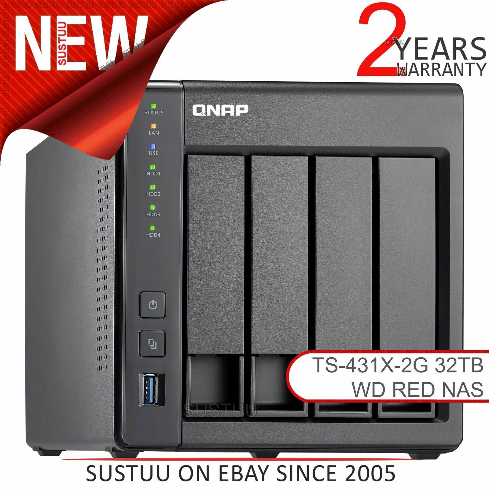 QNAP 32TB 4 Bay Attached Storage with 4 x 8TB WD Red Drives