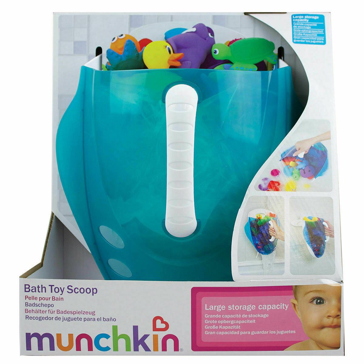 Munchkin Kids Bath Toy Drain+Storage Scoop¦Wall Mount/Hanging Bathtime