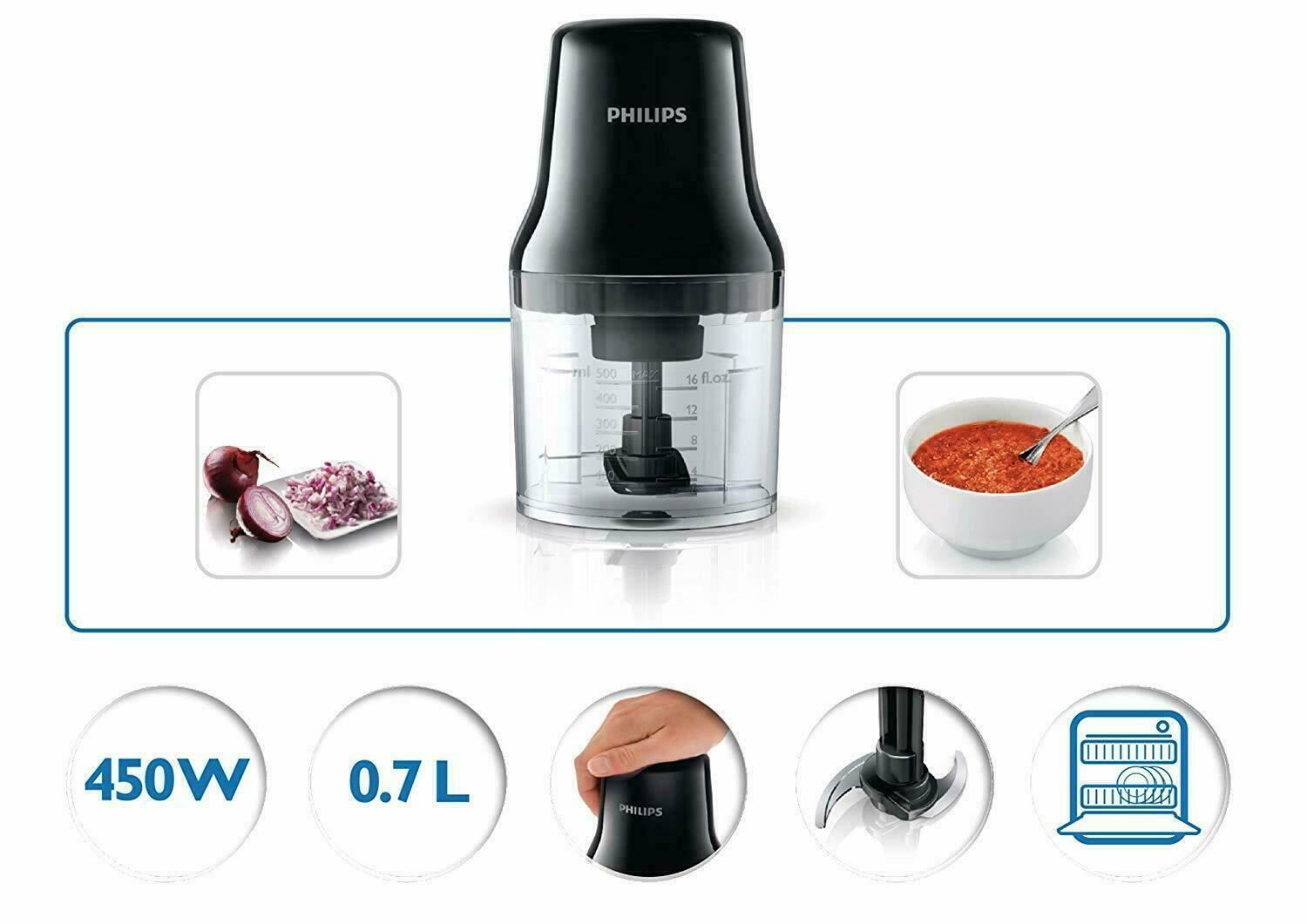 Philips Chopper/Blender HR1393/91│Stainless Steel Blades│Diswasher Safe