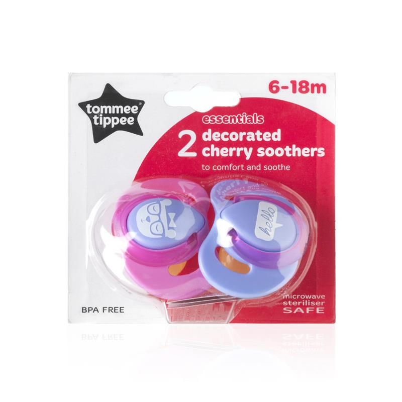 Dummies X 2 Tommee Tippee 6 18 Months Cherry Teats Decorated Pink