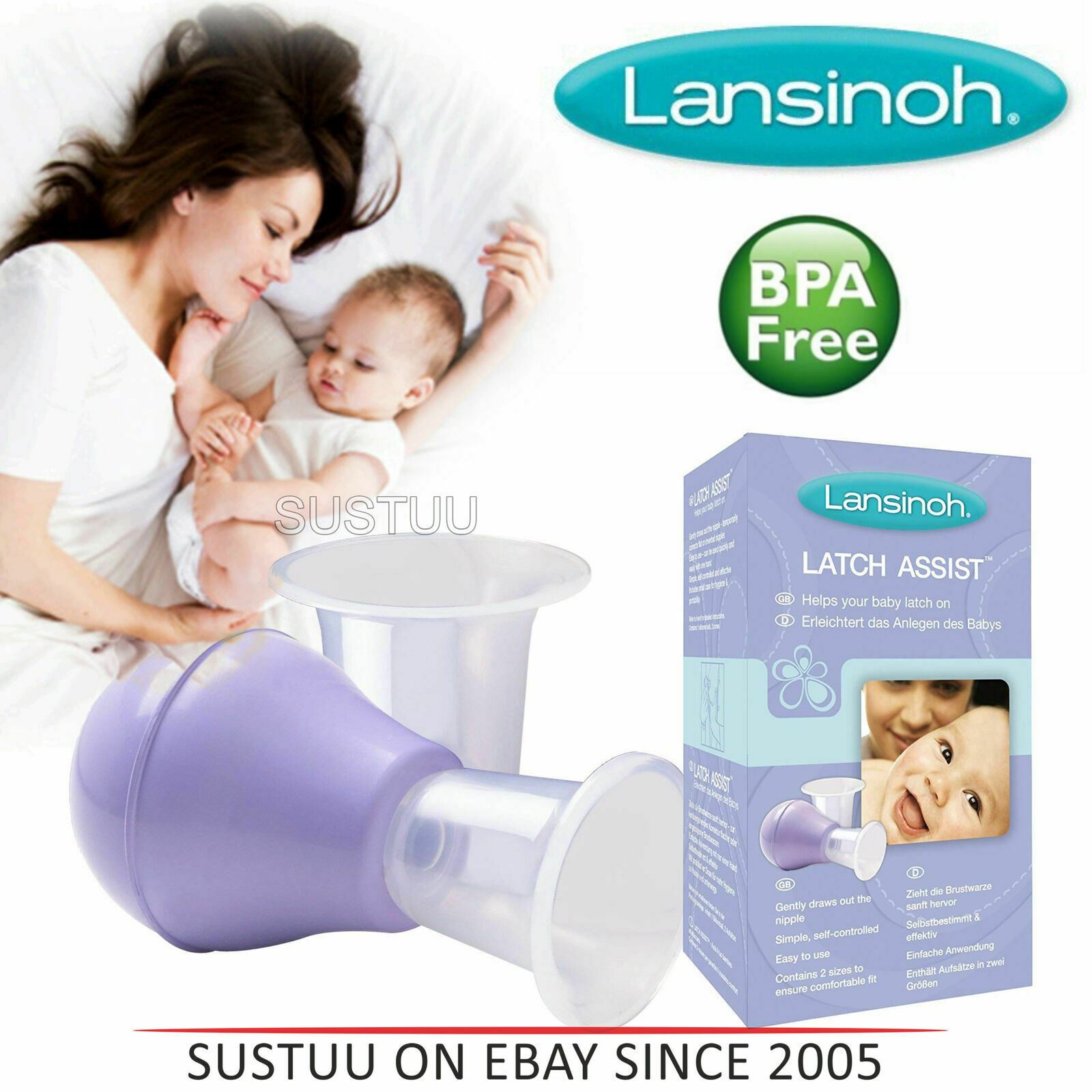 Lansinoh Latch Assist Nipple Everter with Case for Breastfeeding mums
