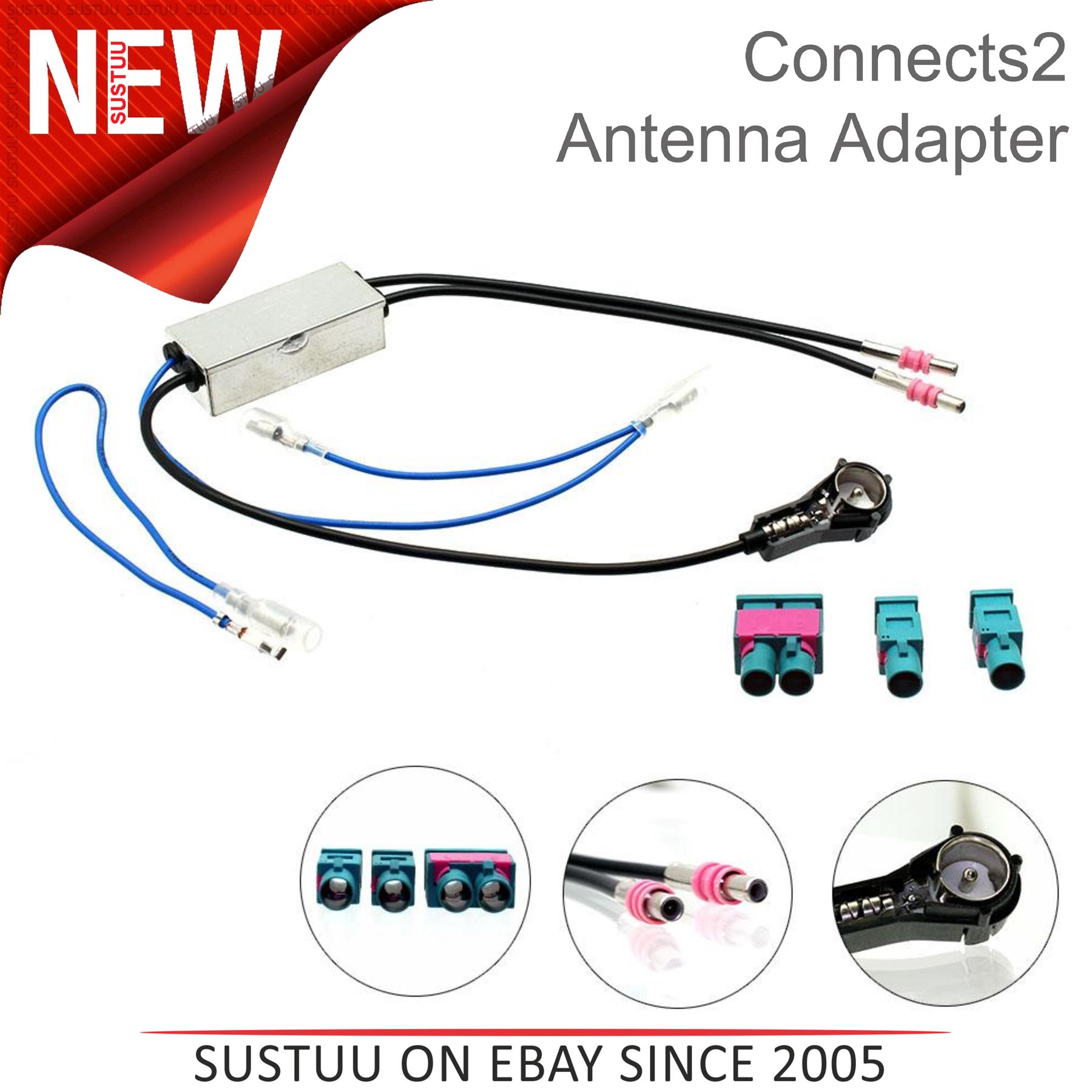 Audi BMW Cable Adaptateur Fakra Iso Blanc pour antenne autoradio VW Renault