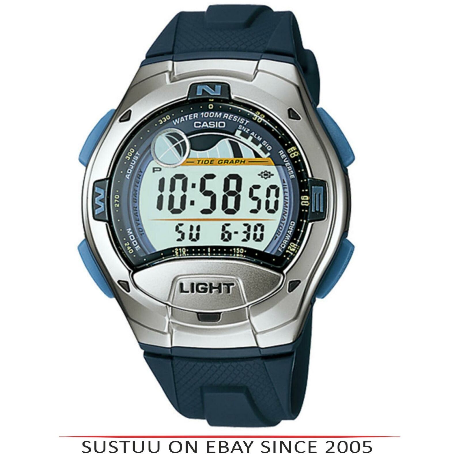 Casio W7532AVES Digital Casual Sport WatchMoon AgeTide Graph Display