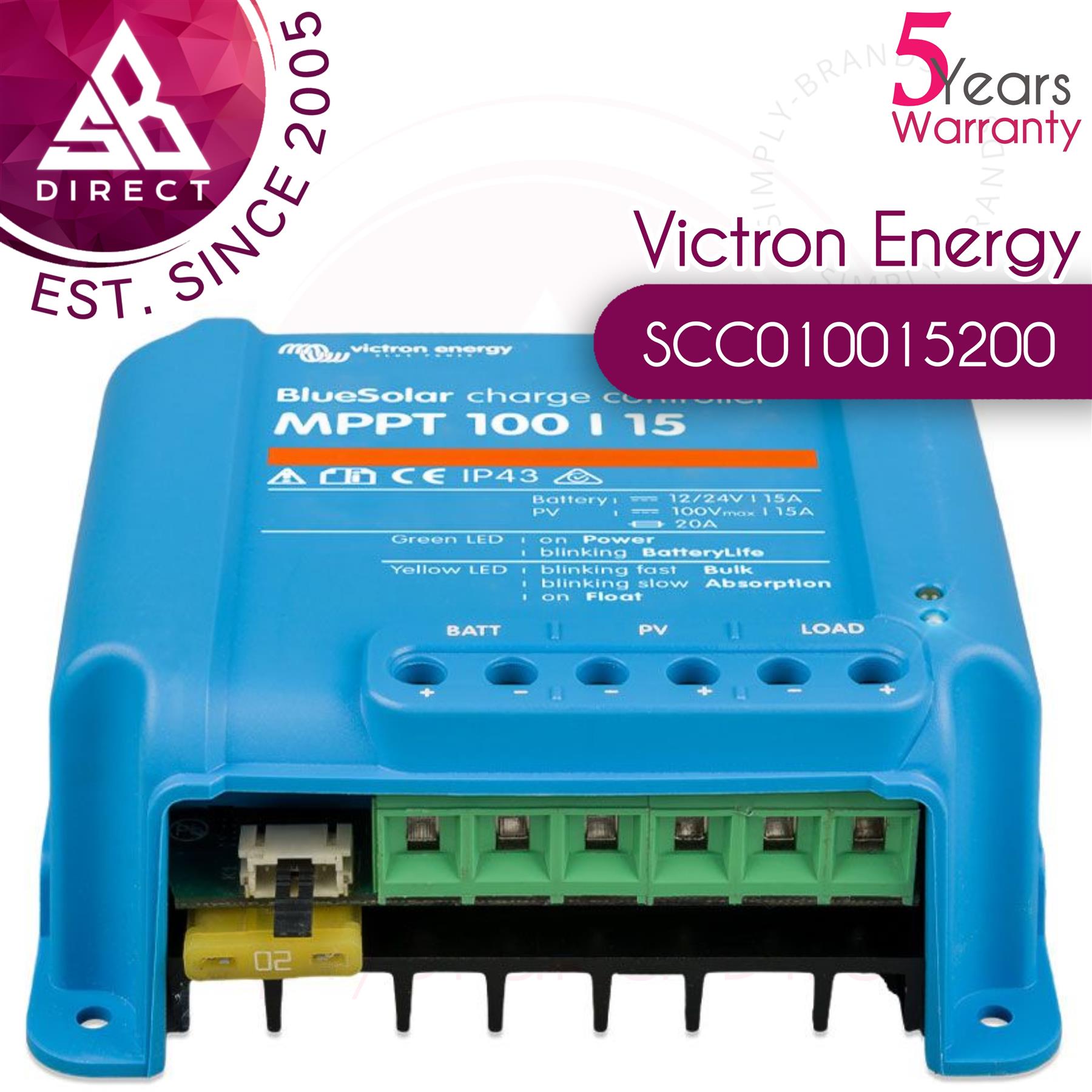 Victron Energy BlueSolar MPPT 100V – 15A Solarladeregler│SCC010015200R