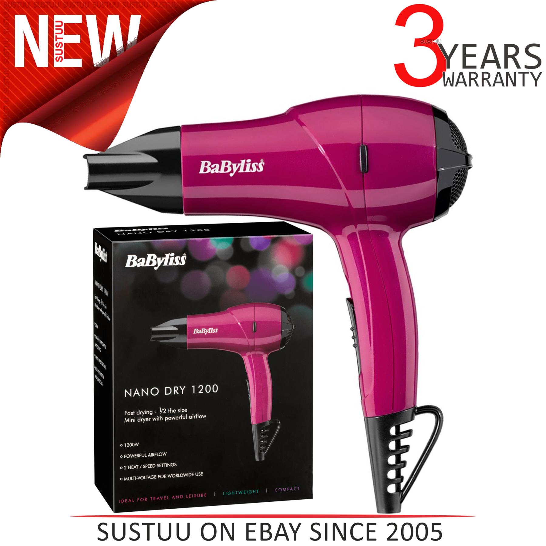 Babyliss 5282AU Travel Nano Hair Dryer 2 Heat Settings Dual Voltage Babyliss 5282AU Travel Nano Hair Dryer 2 Heat Settings Dual Voltage