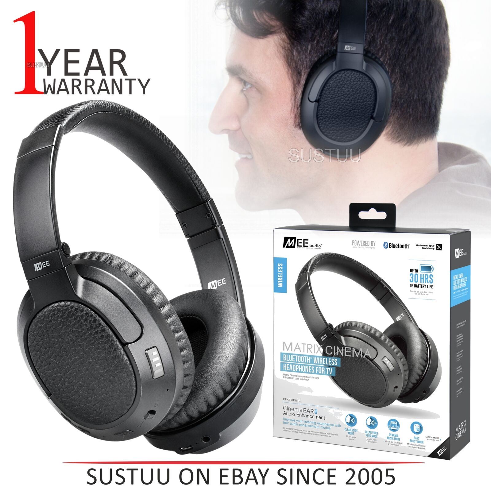 MEE Audio AF68 Matrix Cinema Bluetooth Headphones with Cinemaear Audio