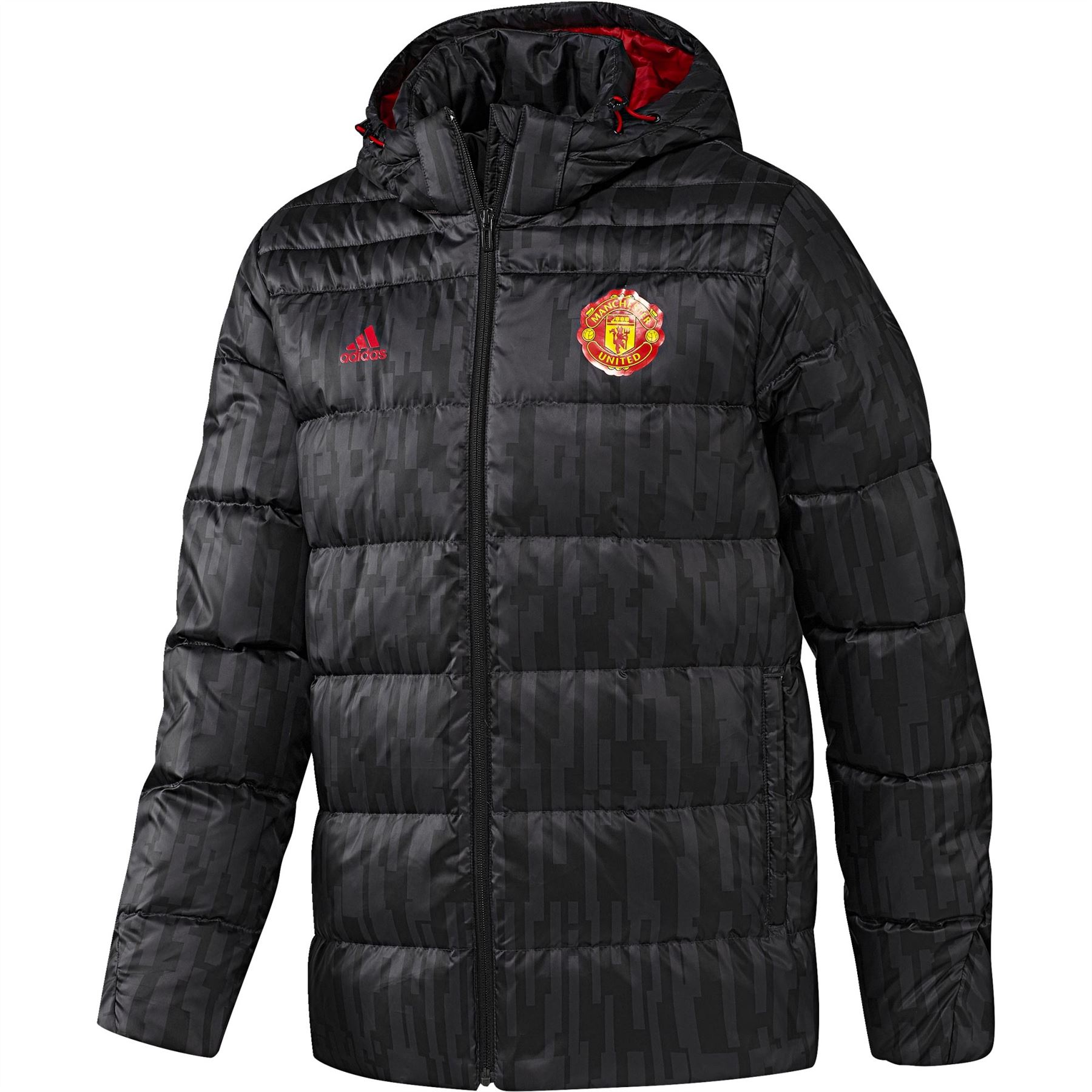 adidas Mens Gents Football Soccer Manchester United Down Jacket Top Black