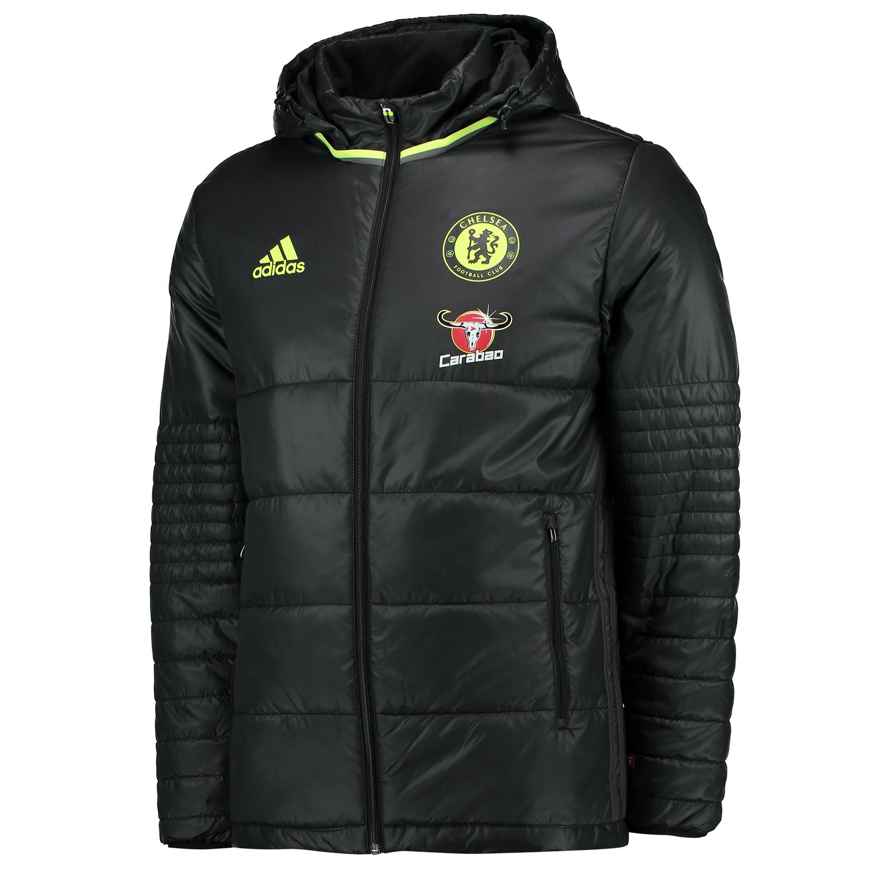 adidas Mens Gents Football Soccer Chelsea Training Padded Jacket Top Black eBay