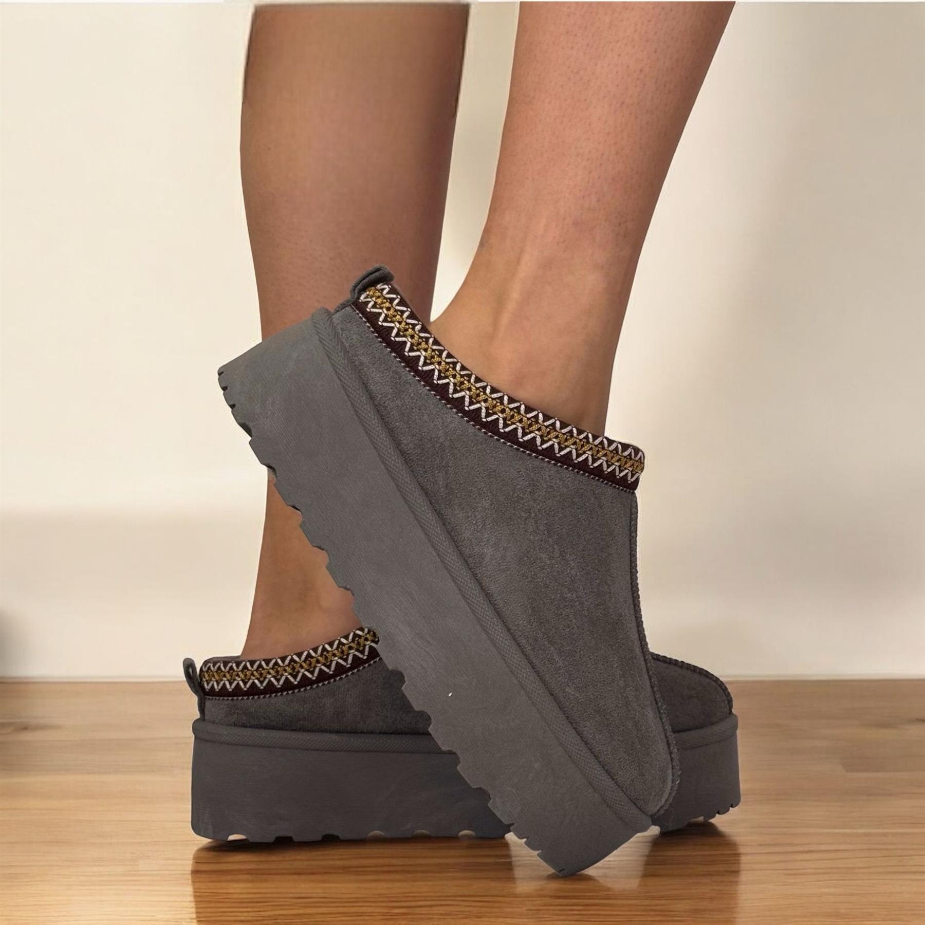 MUJERES DAMAS CÓMODAS MULLIDAS GRUESAS PLATAFORMA ZAPATILLAS MULAS ZAPATOS - Imagen 9 de 14