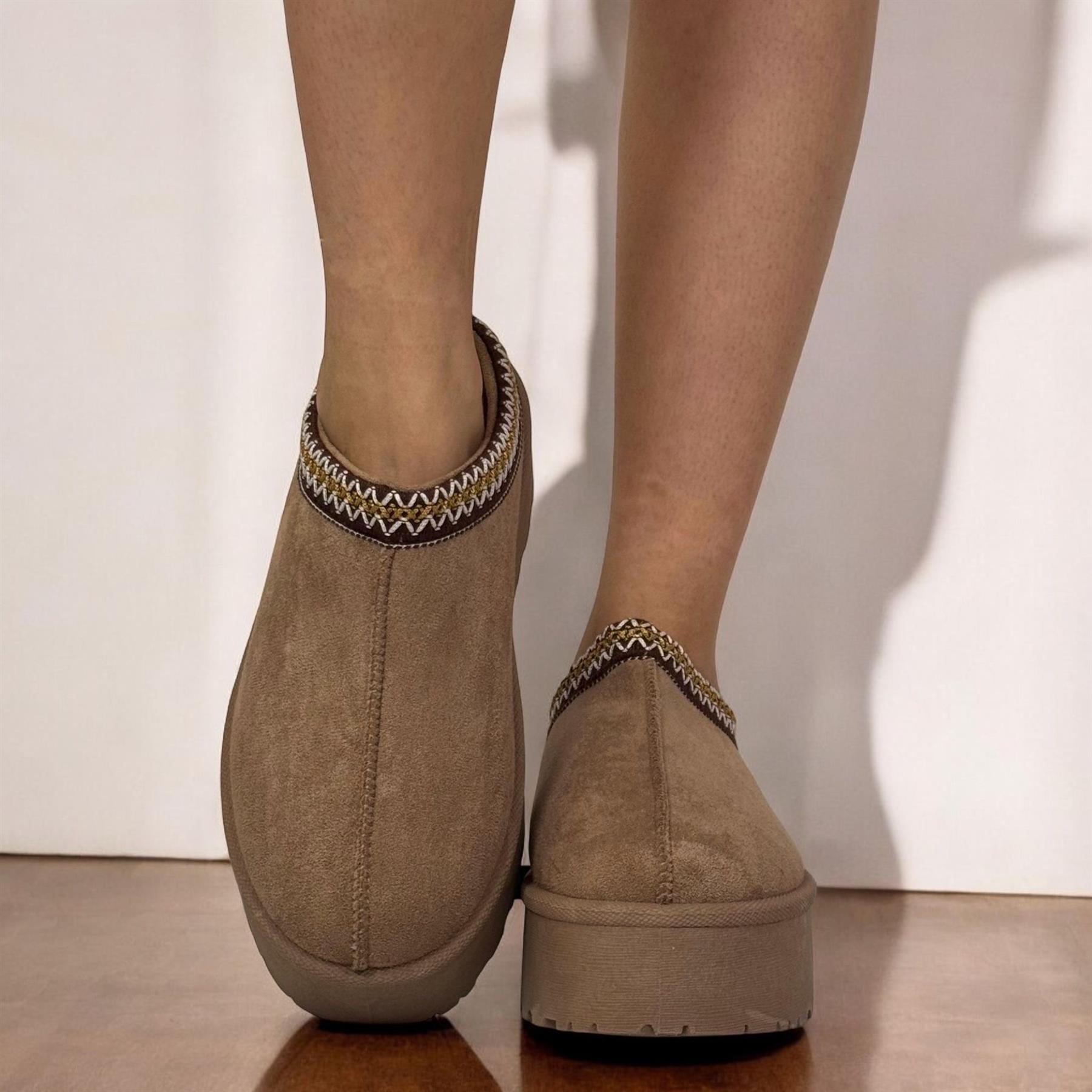 MUJERES DAMAS CÓMODAS MULLIDAS GRUESAS PLATAFORMA ZAPATILLAS MULAS ZAPATOS - Imagen 12 de 14