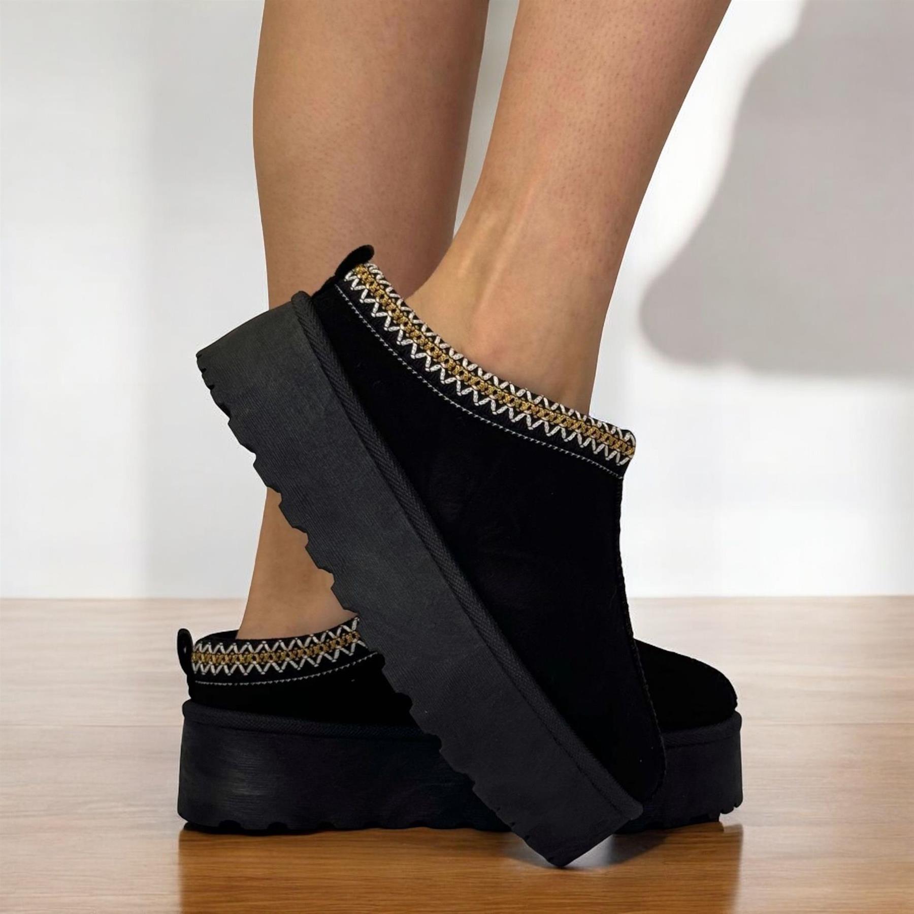 MUJERES DAMAS CÓMODAS MULLIDAS GRUESAS PLATAFORMA ZAPATILLAS MULAS ZAPATOS - Imagen 3 de 14