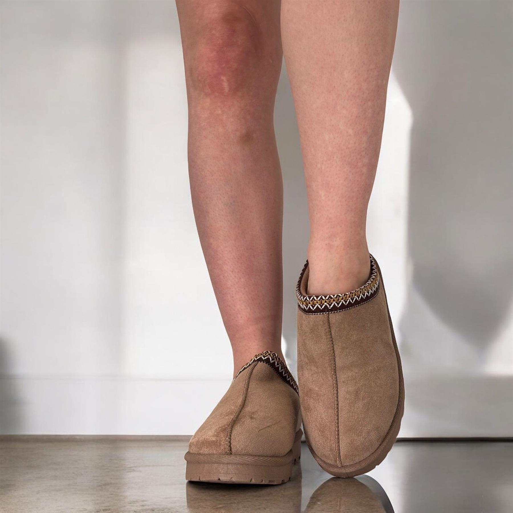 Damen Slipper Hausschuhe warm Kunstfell gefüttert Damen Hausschuhe Schuhe - Bild 19 von 19