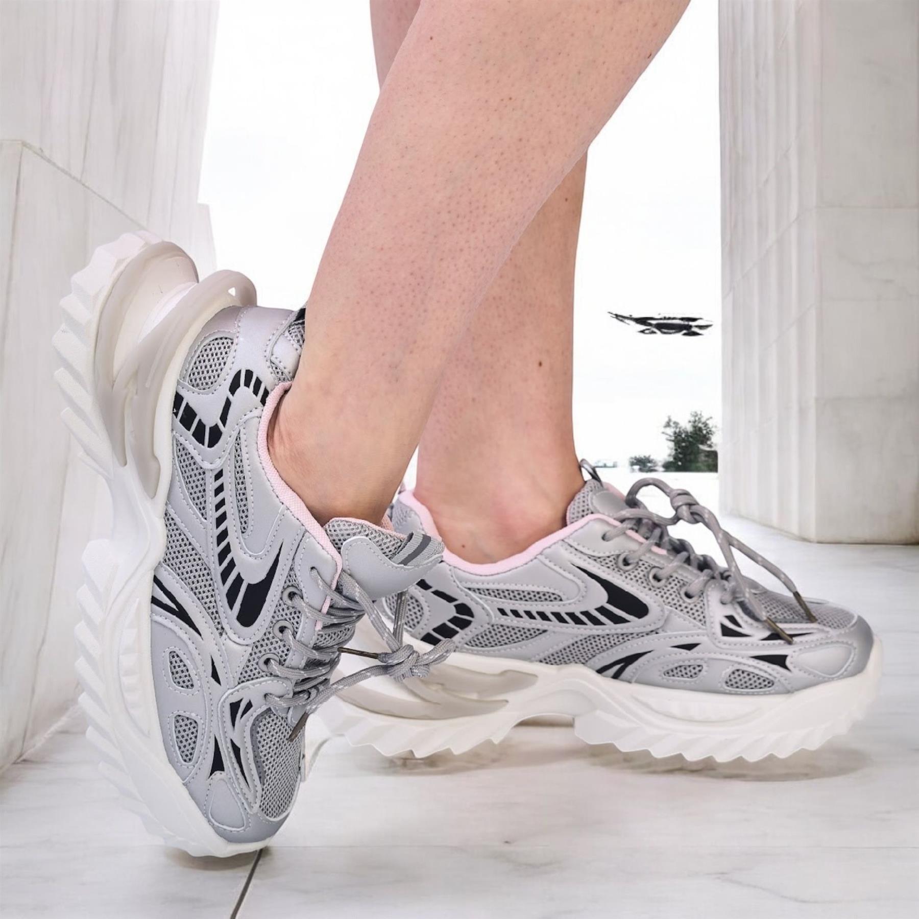 Women Chunky Sneakers Fashion Platform Comfortable Wedge Walking Sport Sneakers - Picture 10 of 17