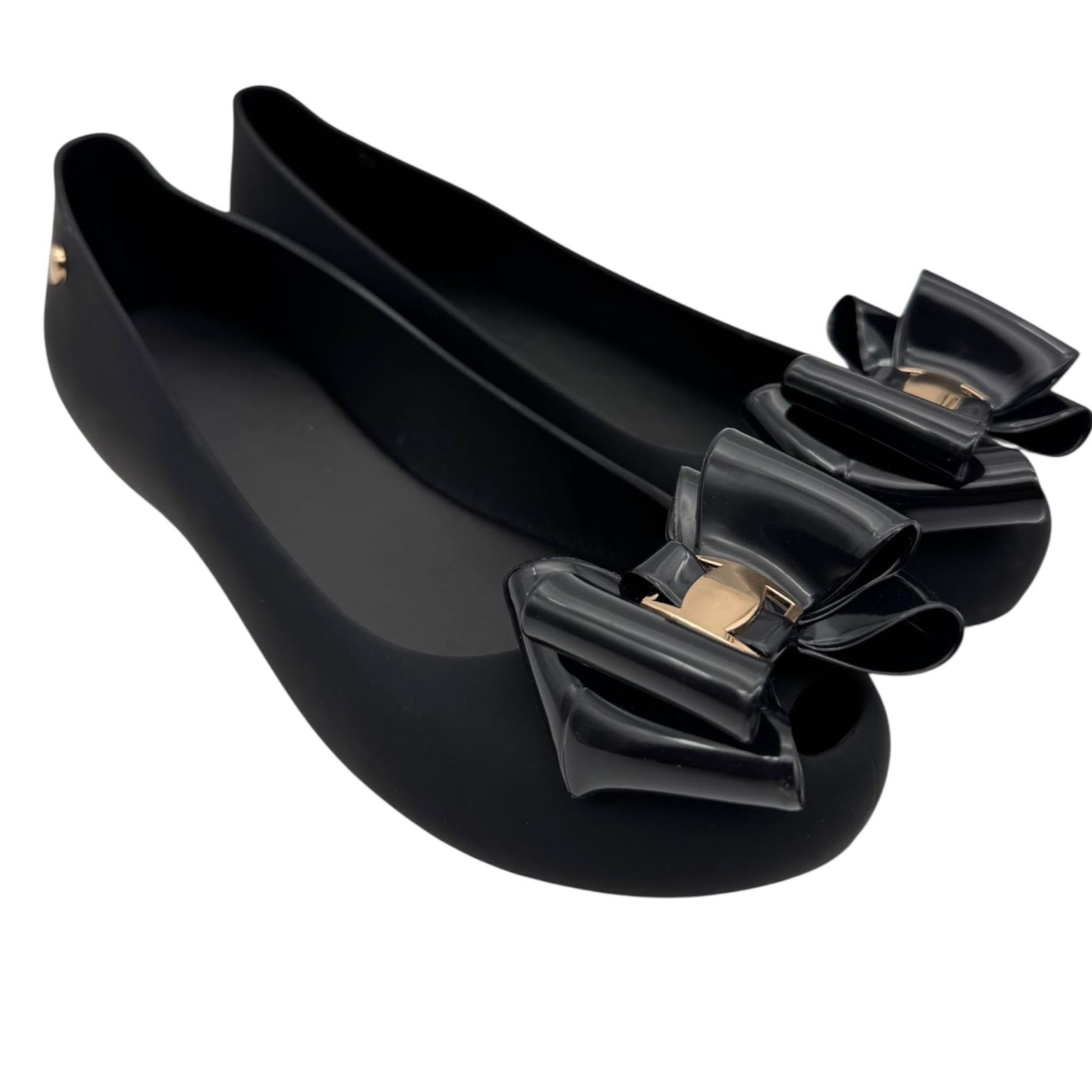 Women Slip On Jelly Ballet Shoes with Bow Detail Soft Flexible Jelly Flats - Picture 13 of 29