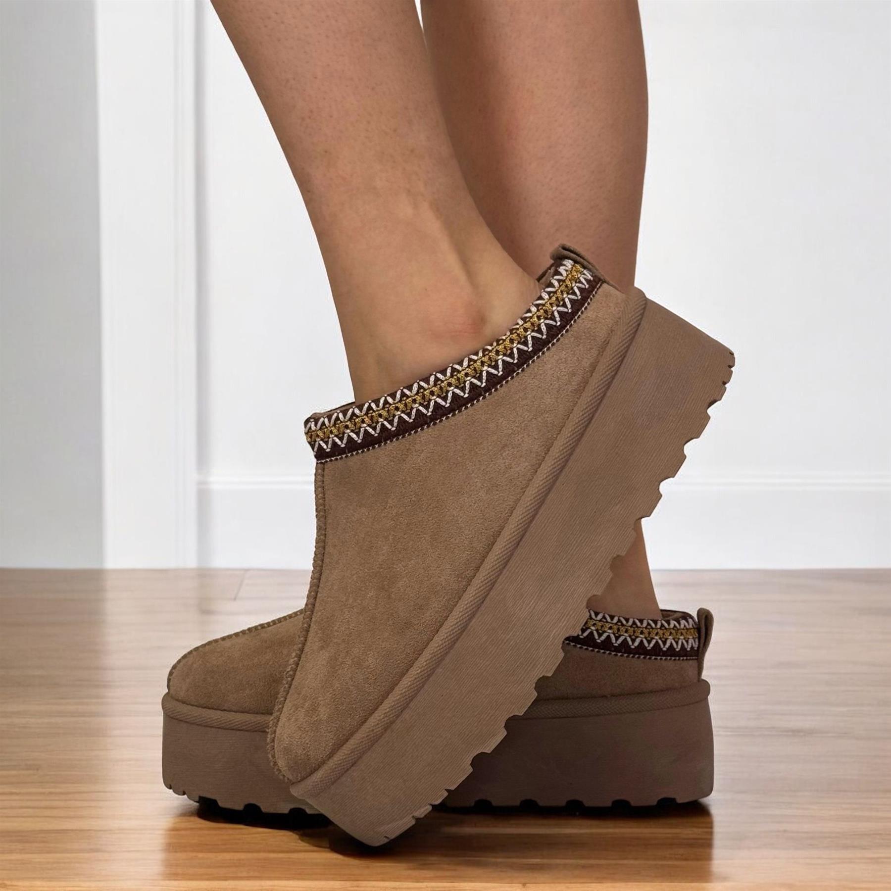 MUJERES DAMAS CÓMODAS MULLIDAS GRUESAS PLATAFORMA ZAPATILLAS MULAS ZAPATOS - Imagen 13 de 14