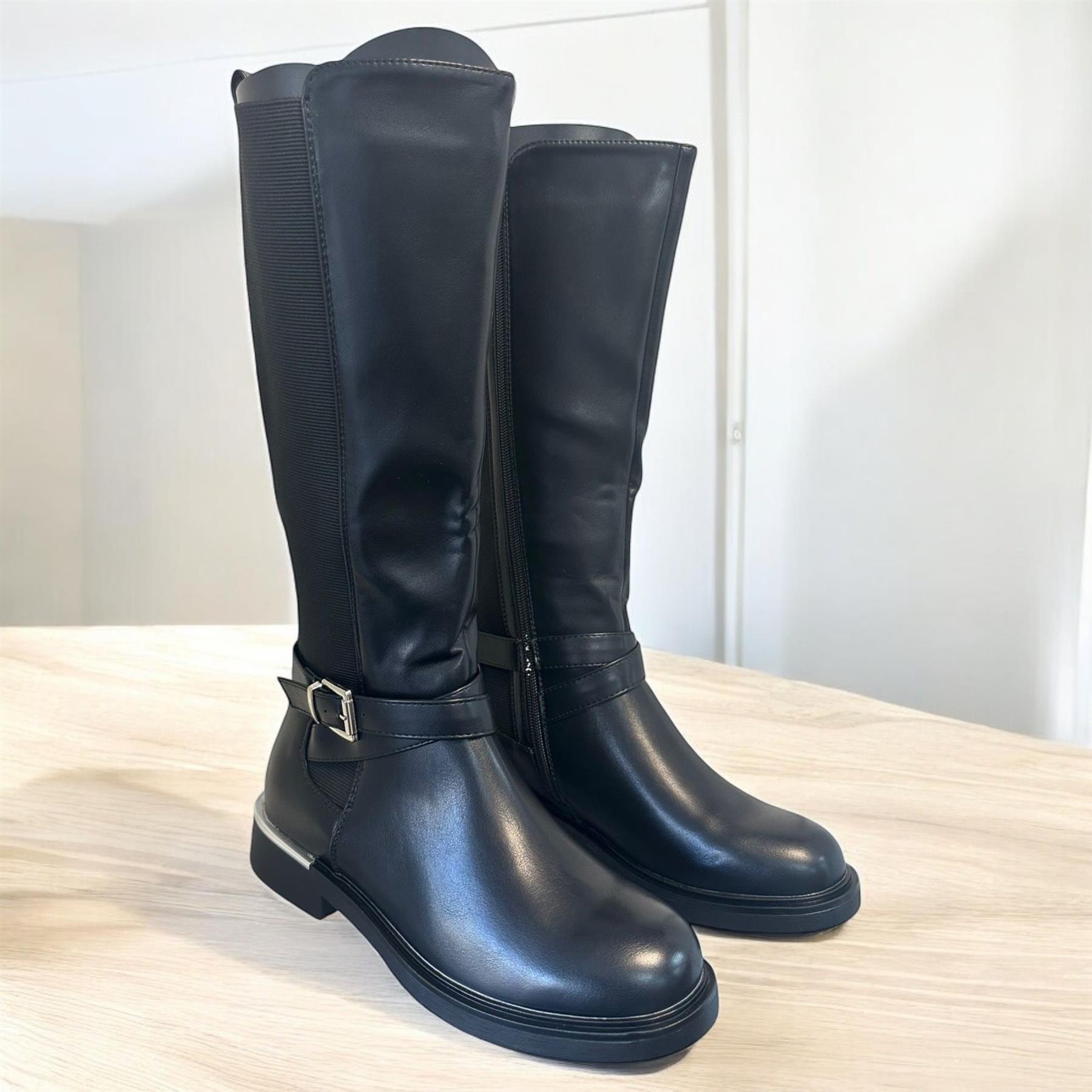 Women Plus Size Strech Mid Calf Boots Wide Fit Plus Size Boots