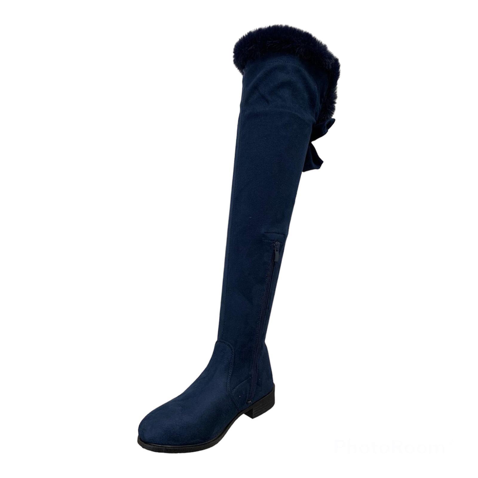 WOMENS LADIES THIGH HIGH OVER THE KNEE BLOCK FLAT HEEL BOOTS SHOES SIZES - Picture 9 of 9