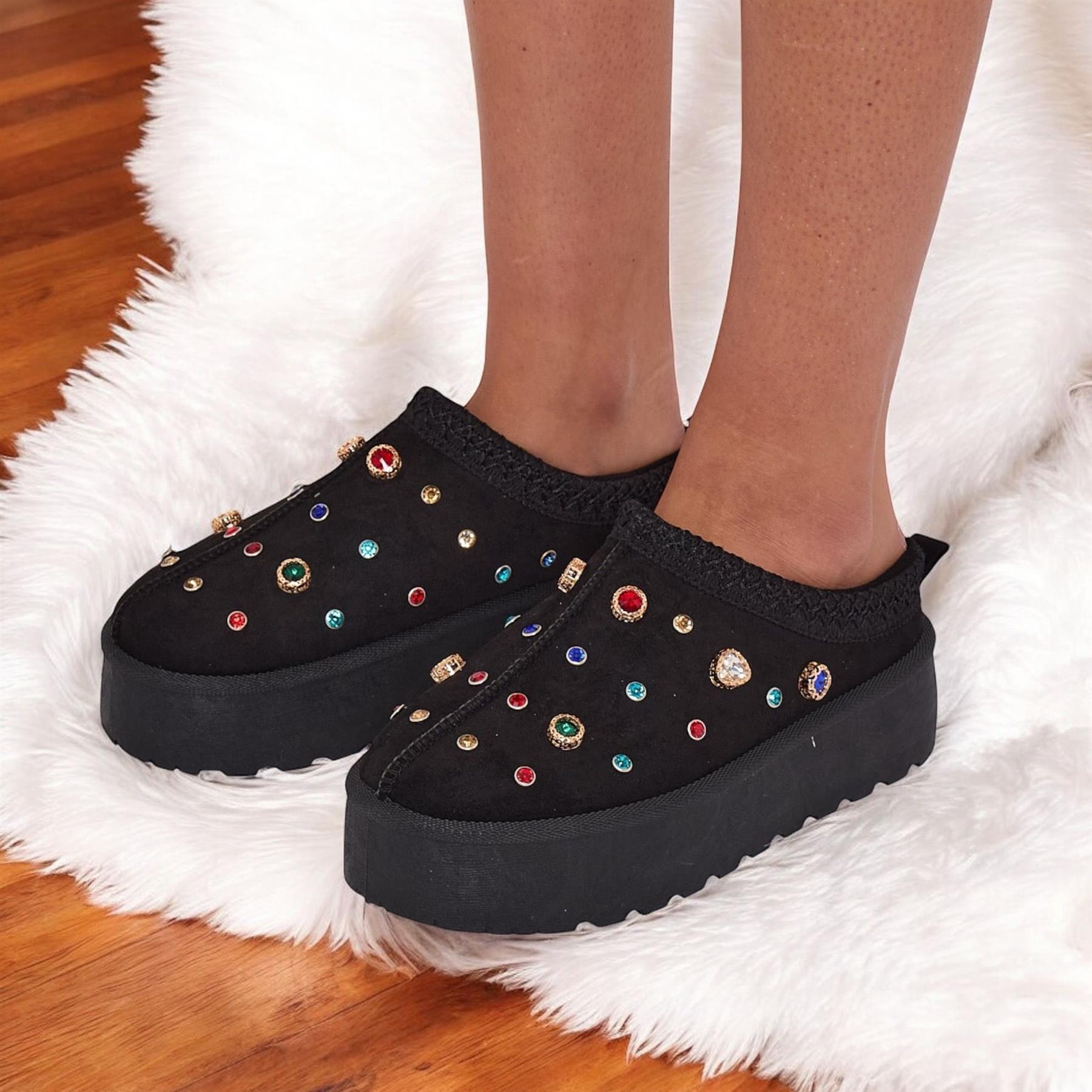 Zapatillas de plataforma sin cordones de piel sintética cálidas de invierno para mujer - Imagen 10 de 16