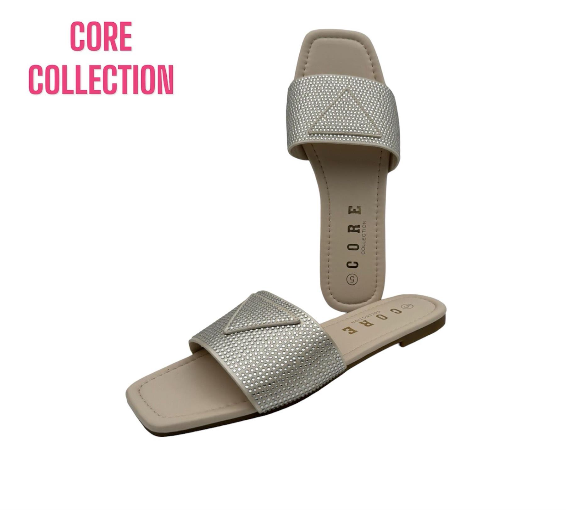 Womens Summer Slip On Sliders with Decorative Beads - Picture 2 of 7