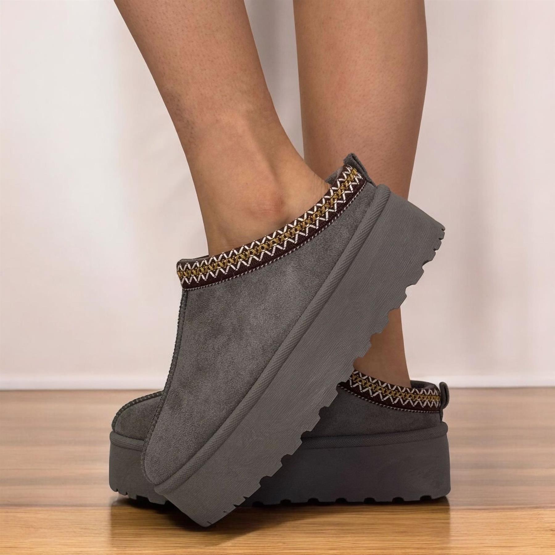 MUJERES DAMAS CÓMODAS MULLIDAS GRUESAS PLATAFORMA ZAPATILLAS MULAS ZAPATOS - Imagen 11 de 14