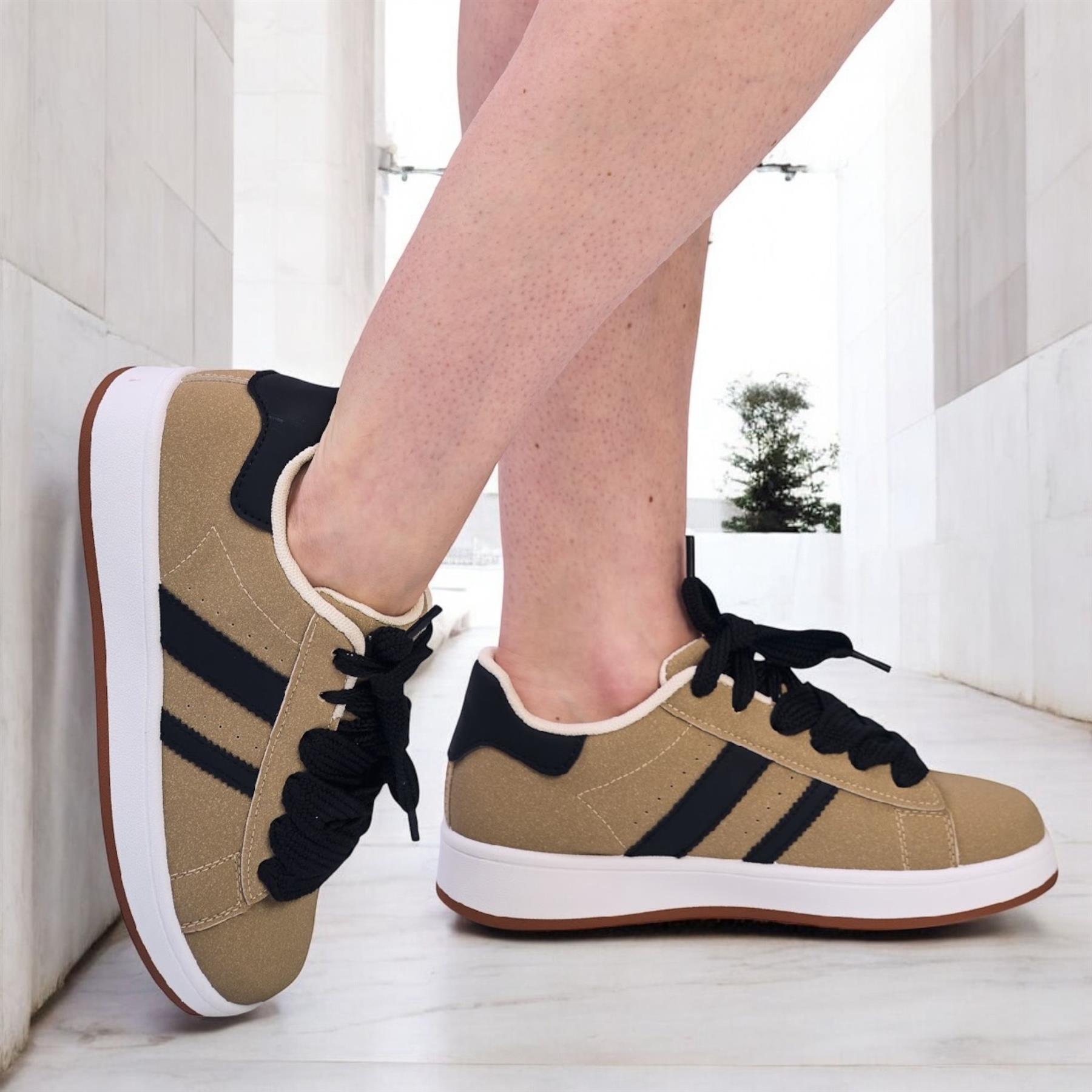 Damen-Sneaker flache Sohle modische bequeme weiche Sohle Wandern Sportschuhe - Bild 2 von 21