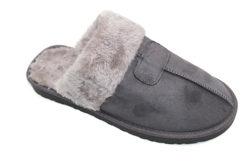 WOMENS LADIES FAUX FUR LINED SLIP ON COMFY WARM WINTER SLIPPERS MULES SHOES SIZE