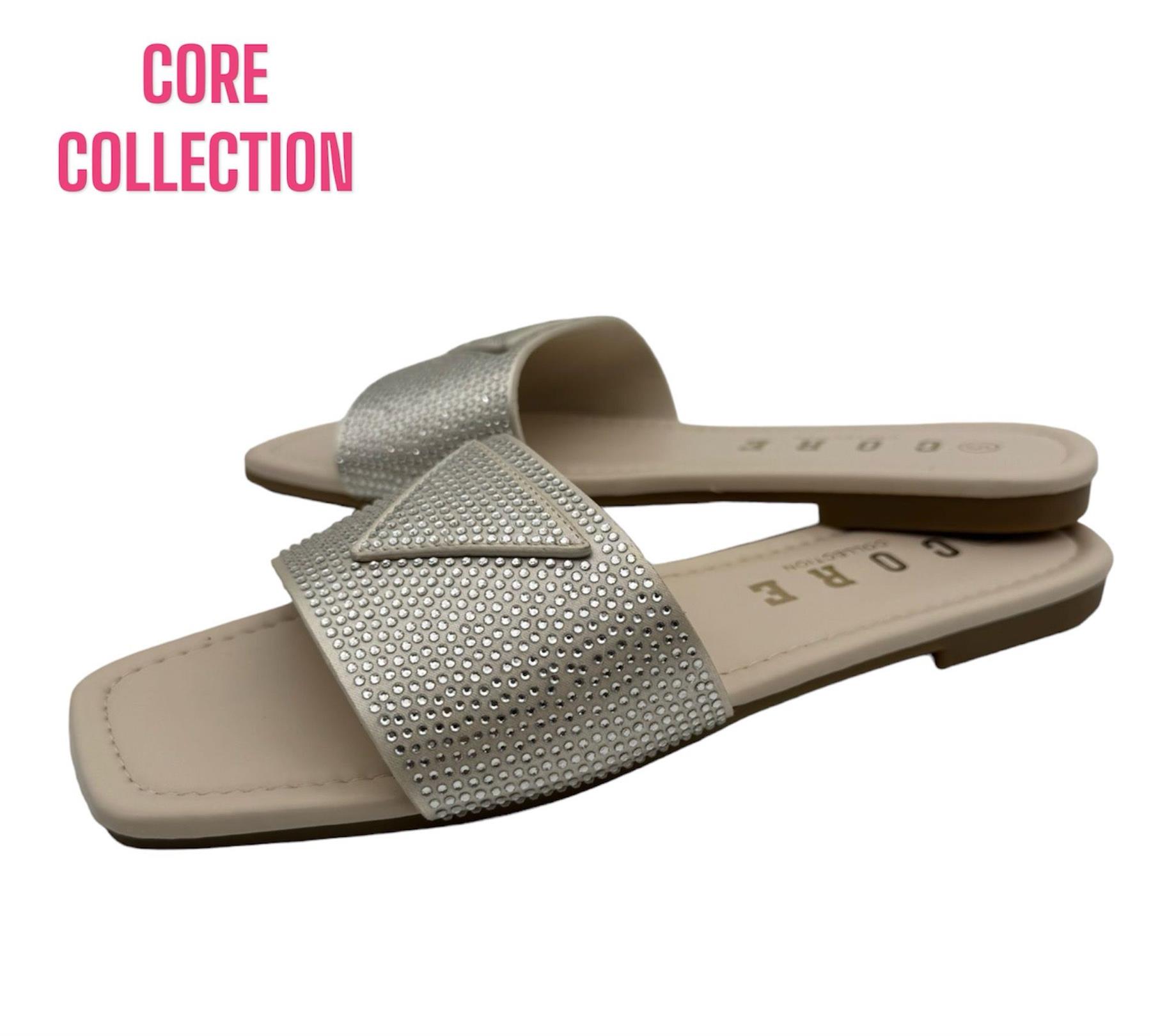 Womens Summer Slip On Sliders with Decorative Beads - Picture 3 of 7