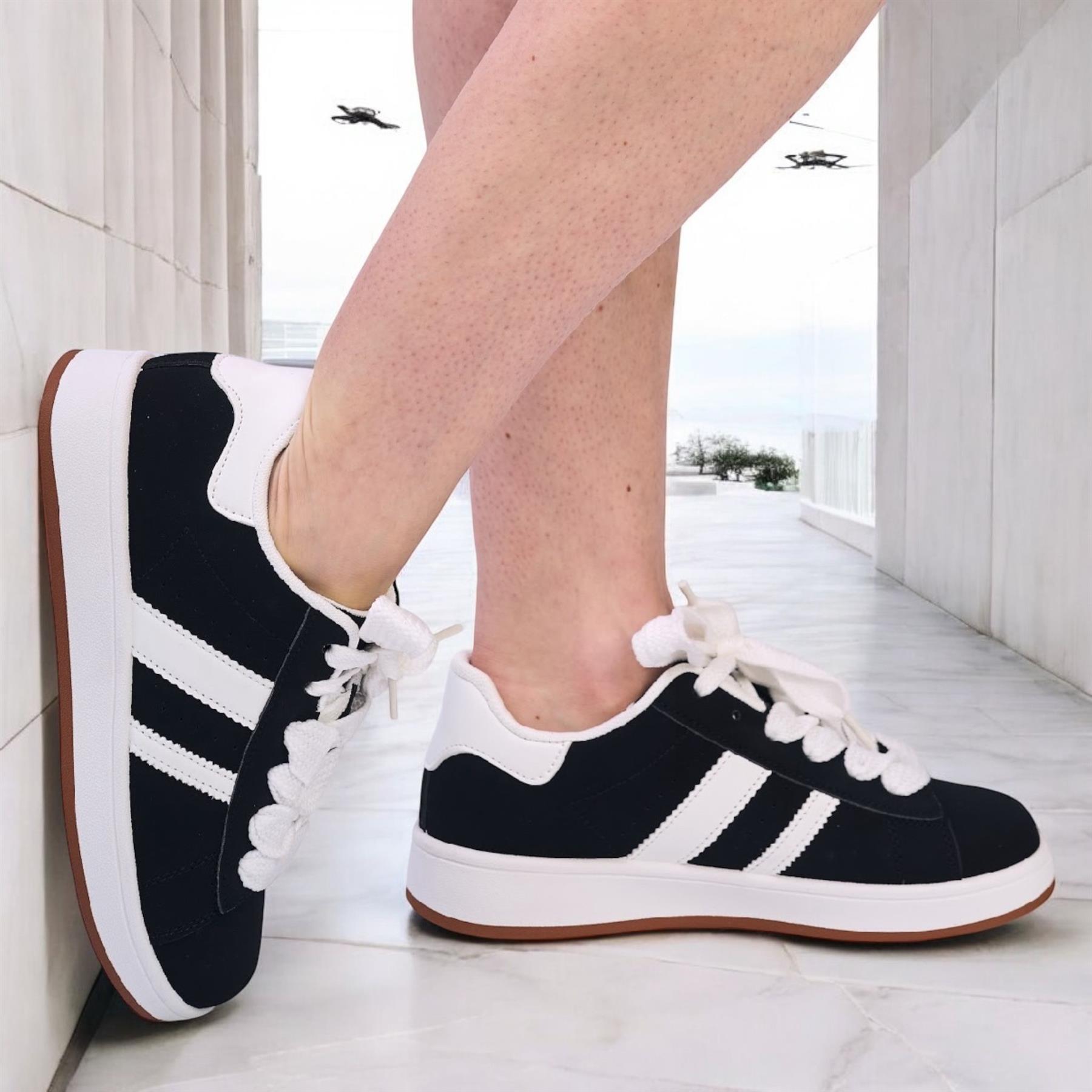 Damen-Sneaker flache Sohle modische bequeme weiche Sohle Wandern Sportschuhe - Bild 6 von 21