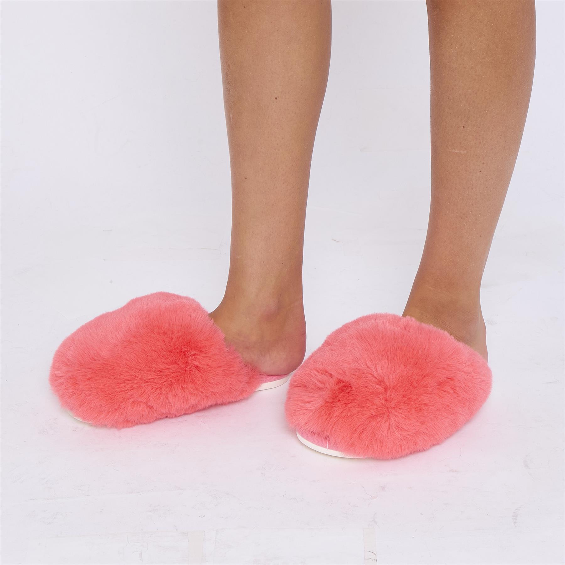 Zapatillas planas cómodas de espuma viscoelástica con punta cerrada pantuflas mullidas de piel sintética para mujer - Imagen 20 de 21